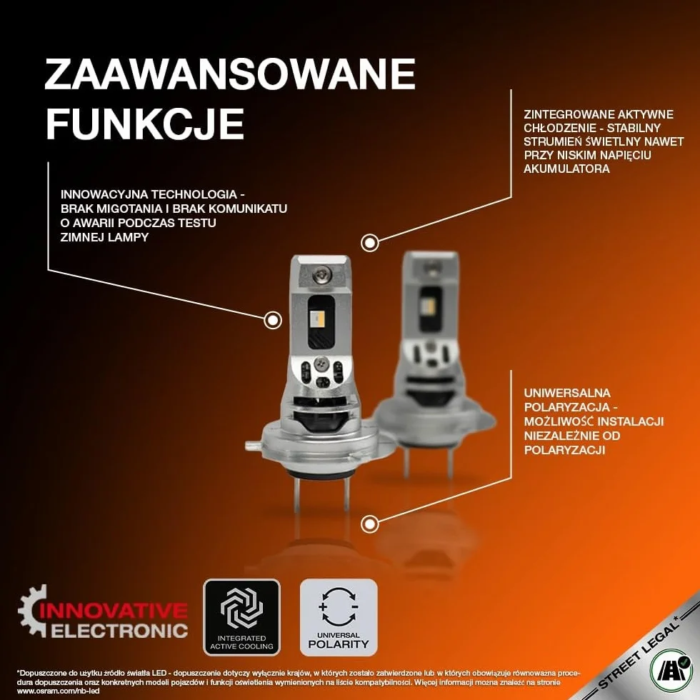 OSRAM NIGHT BREAKER LED SPEED H7 450, światła drogowe i mijania LED z homologacją drogową, do 450% większa jasność, 6000 K, szybki montaż, bez akcesoriów mechanicznych, zintegrowany LEDEC02