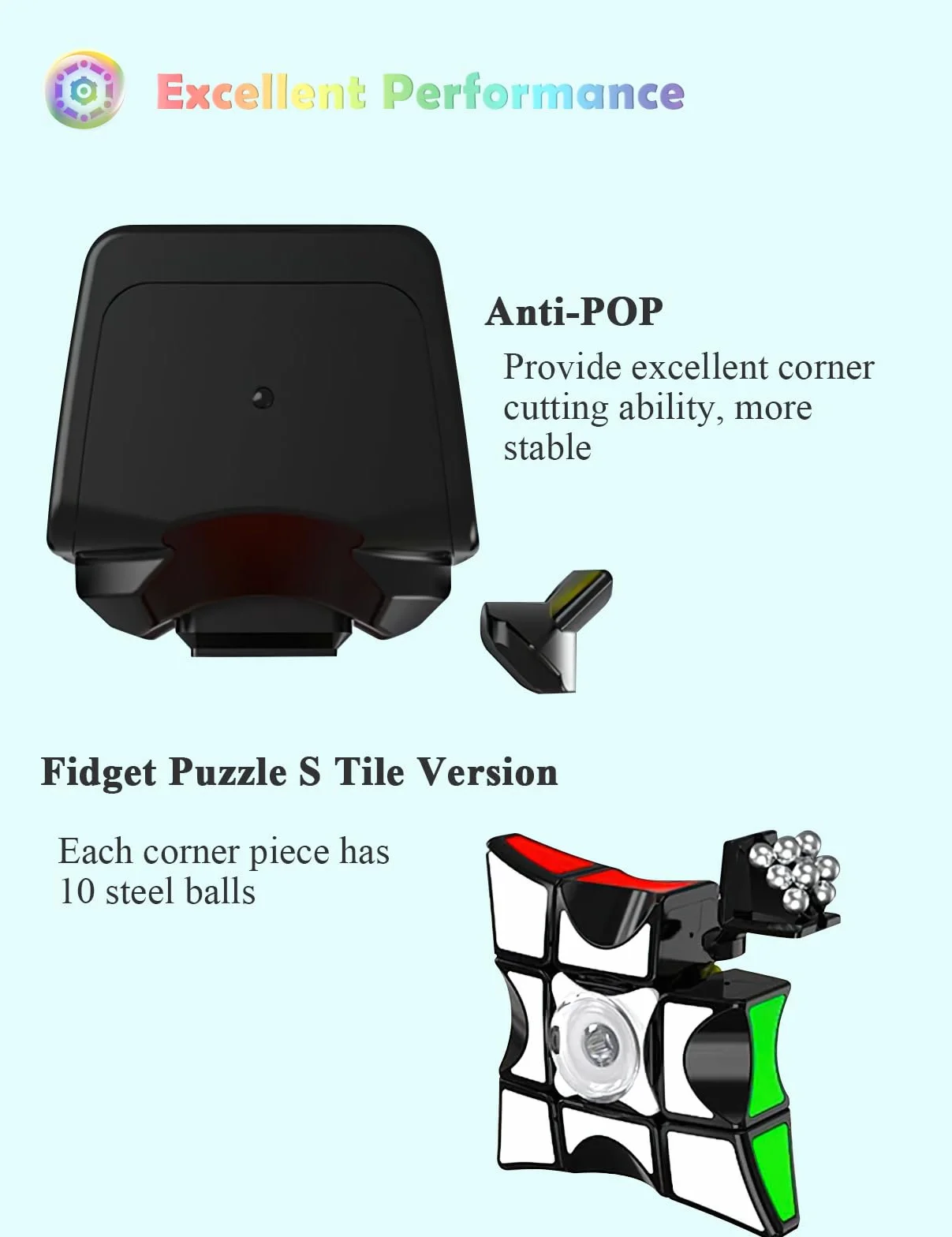 ROXENDA 1 x 3 x 3 kostka Fidget Spinner ze zoptymalizowaną rotacją kostki, idealna do łagodzenia stresu dla dzieci i dorosłych (czarna)