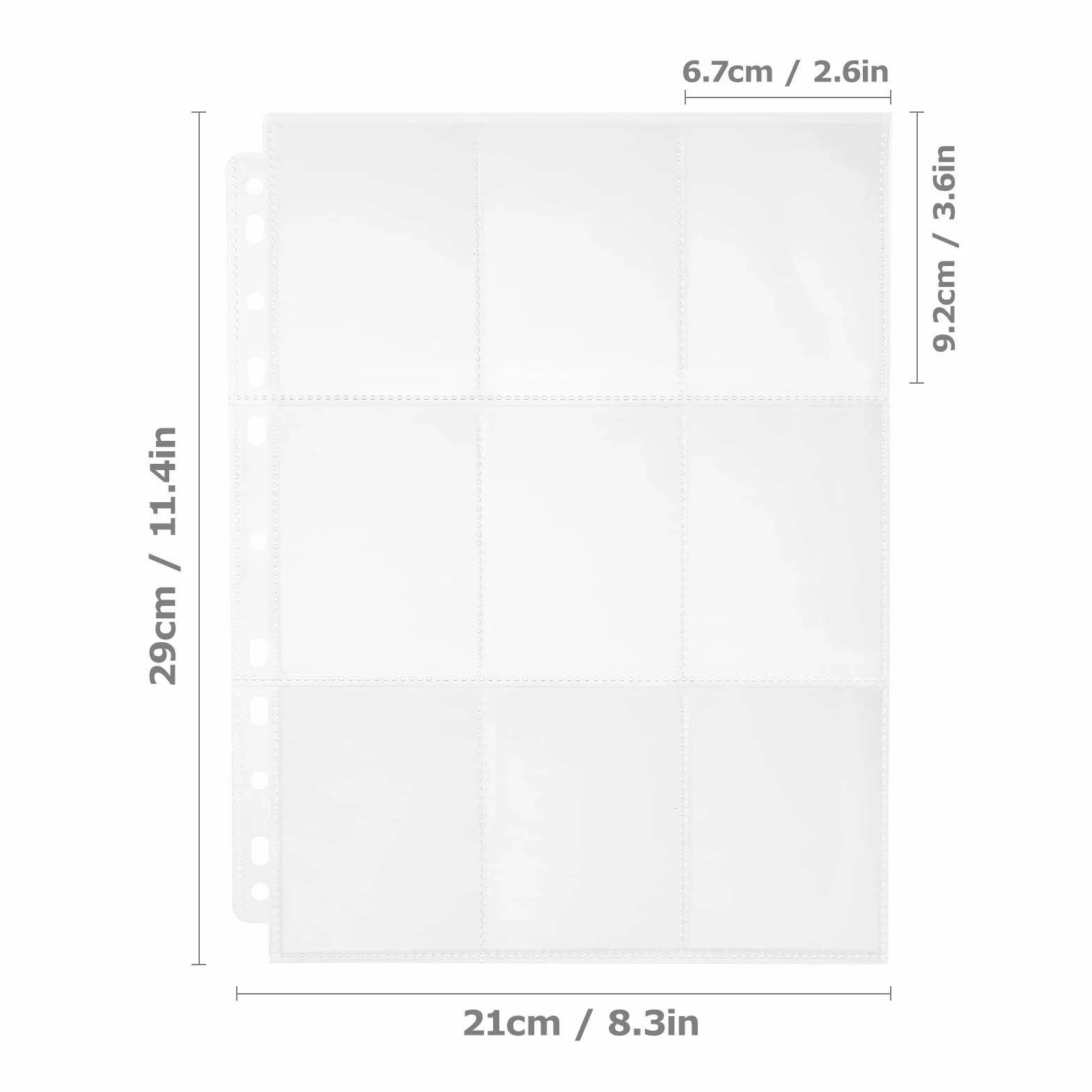 Carehabi - 540 kieszeni na karty kolekcjonerskie, 30 stron na 18 kieszeni, puste foldery, dwustronne rękawy na karty, 11 otworów, przezroczyste akcesoria do kart kolekcjonerskich, 29 x 21 cm,