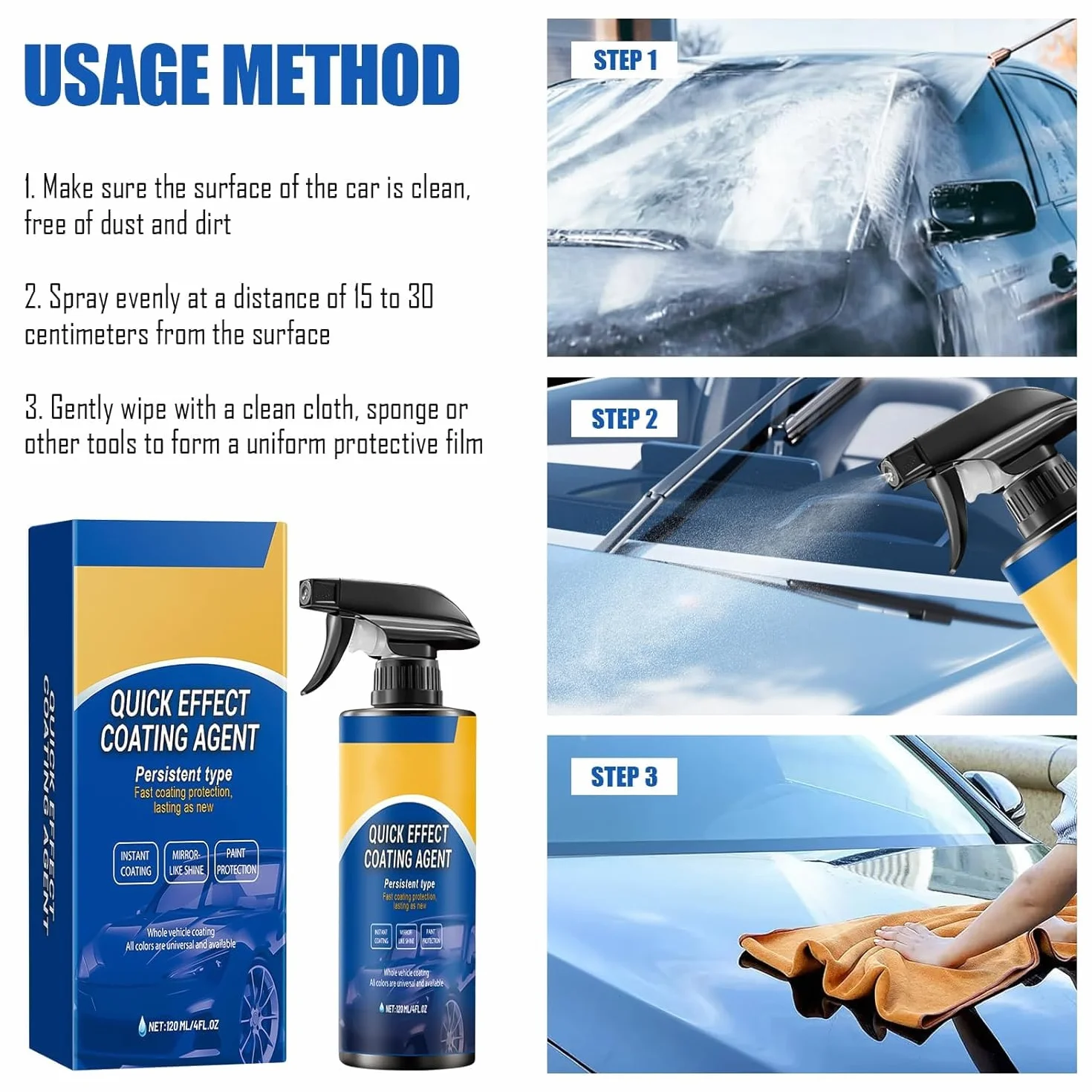 Sopami Quick Effect środek powlekający do szybkiego odnawiania powłok, spray do lakieru samochodowego Nuracoat Nano