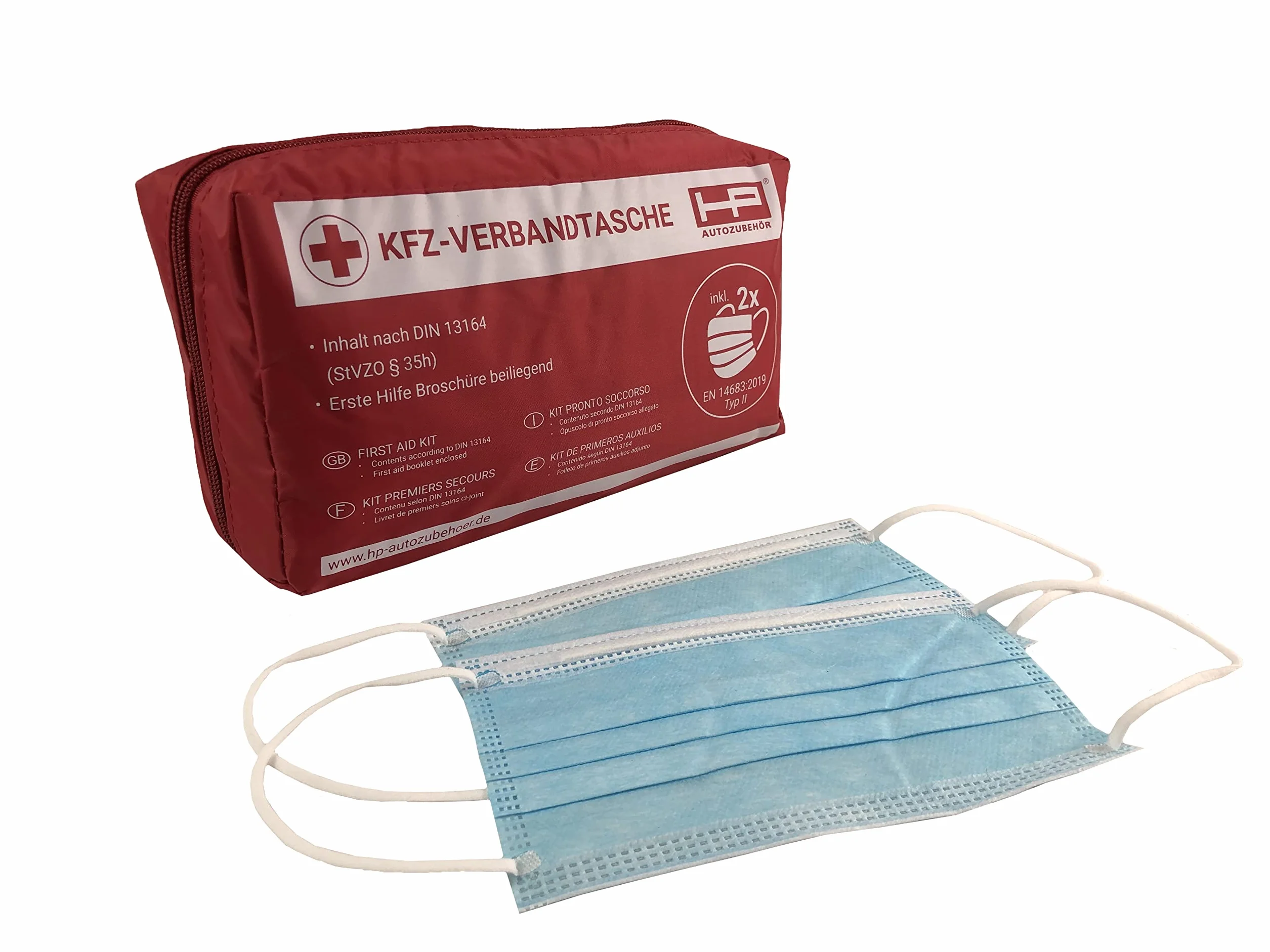 HP Autozubehör 10049 apteczka samochodowa 2022 nowa apteczka pierwszej pomocy, zestaw awaryjny do samochodu, DIN 13164:2022, First Aid Kit czerwona