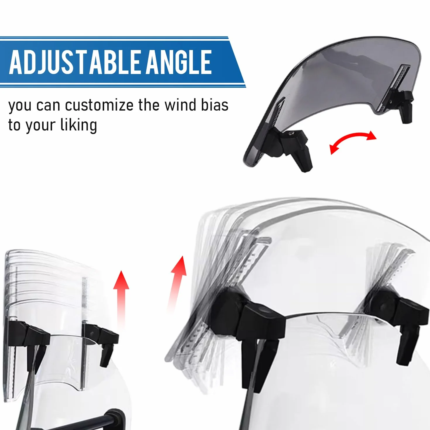 Motorcycle Windshield 29.5 x 22 x 17.5cm Adjustable Windscreen Universal Wind Deflector for MT07 MT09 MT10 R1 R3 FZ6 TMAX530 TMAX 500 (Transparent)