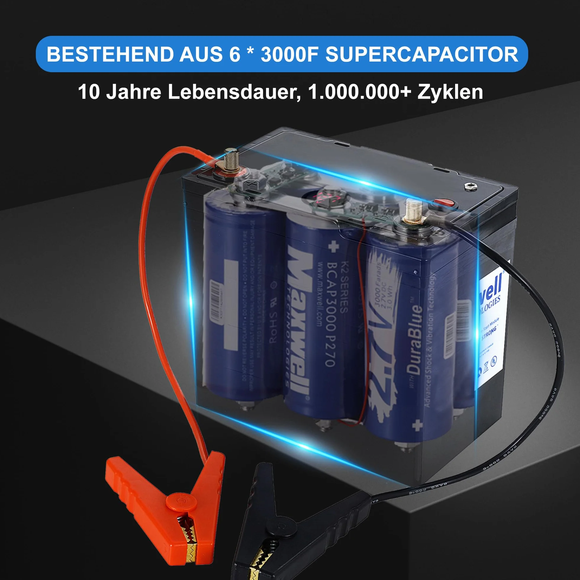 Maxwell 16 V 500F Super kondensator Jump Starter 6000 A akumulator samochodowy 3000 Faradów
