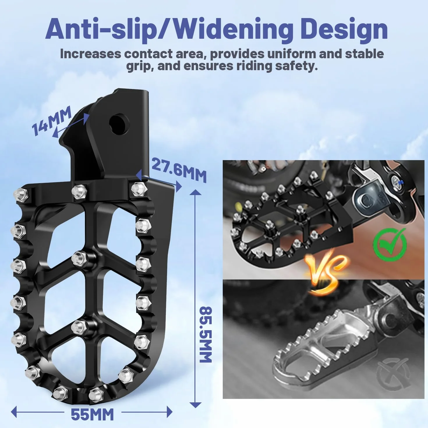 Podnóżek motocyklowy szeroki ze stopu aluminium CNC Ron Light Bee S/X X160 X260 CRF150F CRF230F czarny