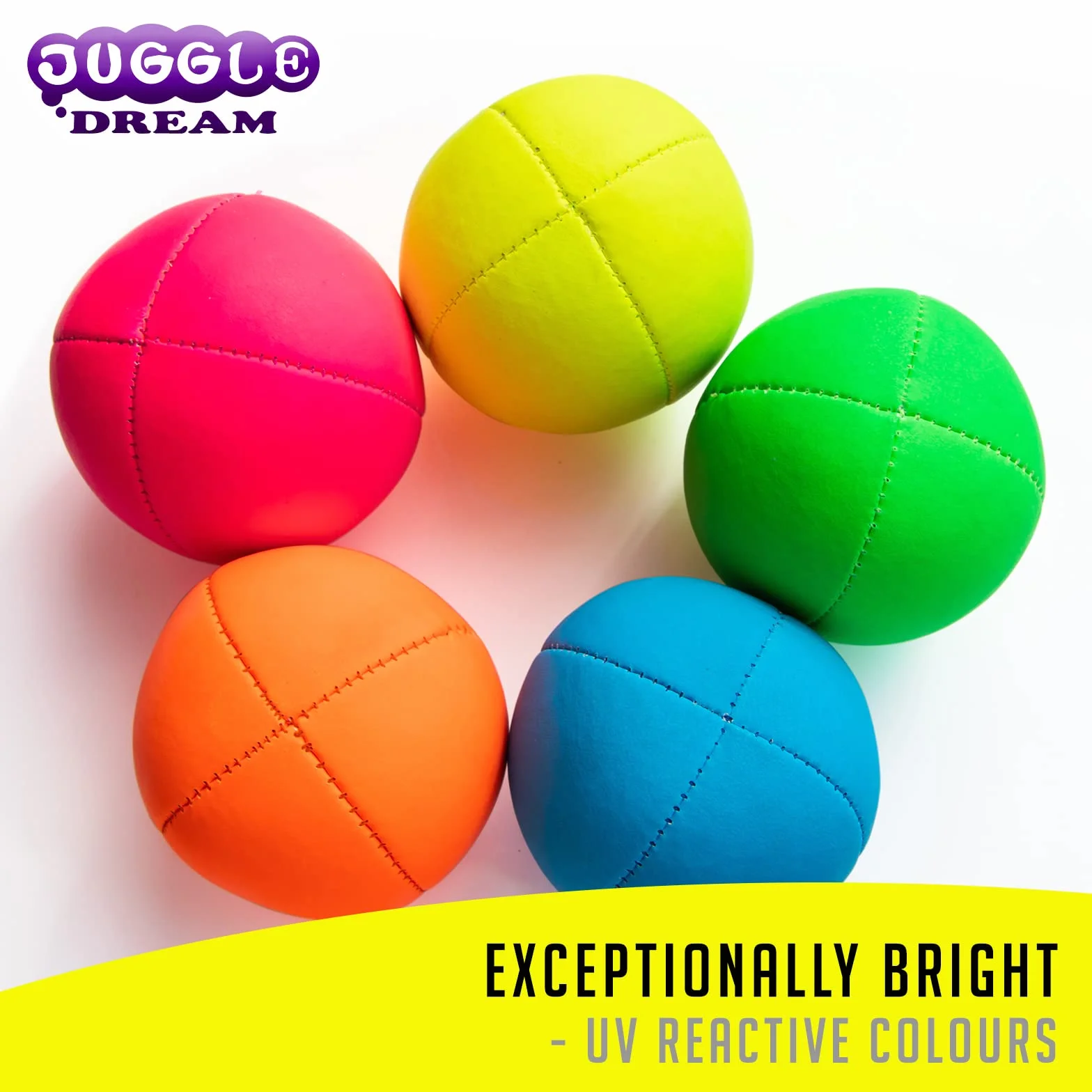 Juggle Dream 5 x Pro UV Smoothie piłki do żonglowania- zestaw 5 piłek do żonglowania z darmowym filmem do nauki online, idealne dla początkujących i ekspertów(Niebieski)