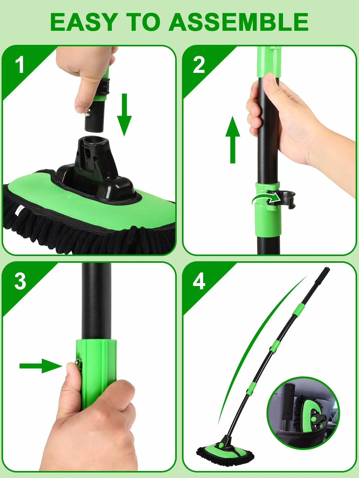 136cm 15° Curved Car Wash Brush With Long Handle High Density Chenille Soft Bristle Brush Head Suitable for Cleaning Detail Roof Wheel Windshields Truck Suv Rv Truck Window do