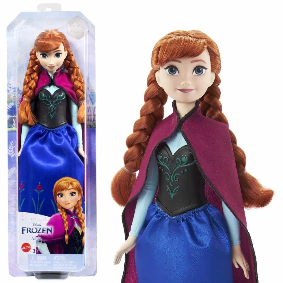 Mattel Disney Frozen Kraina Lodu Anna Lalka w ubranku, inspirowana filmem Disneya „Kraina Lodu”, prezent dla dzieci HLW49
