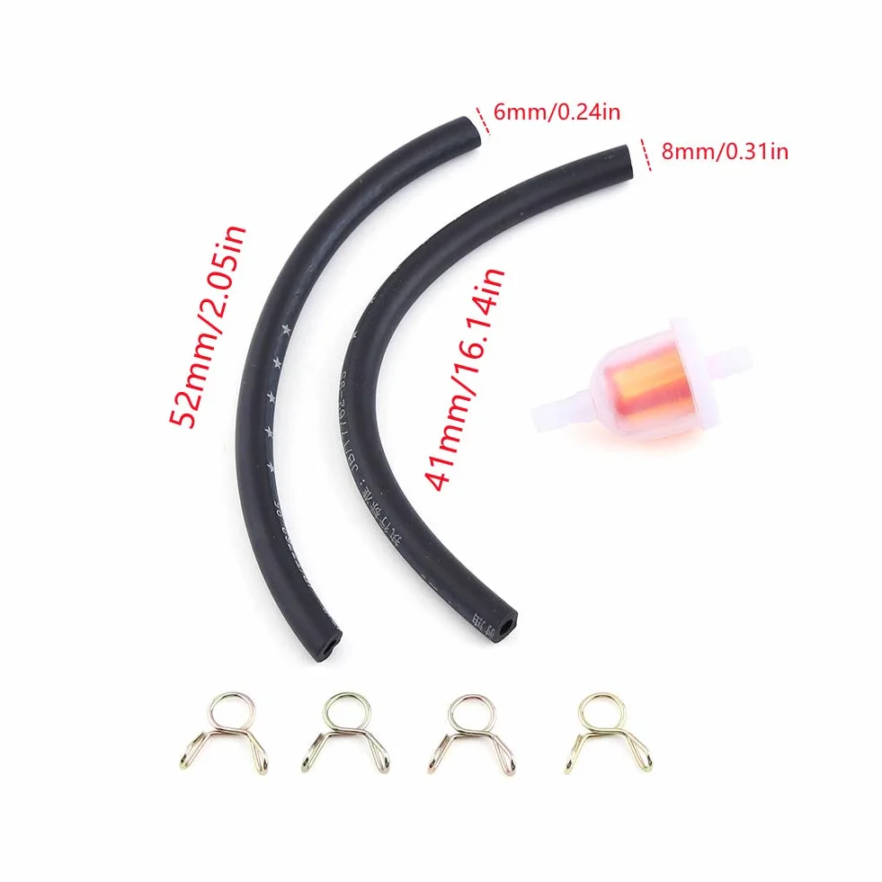 Jadeshay Wąż do benzyny motocyklowej 6 mm filtr paliwa z wężem zaciski 49 cm³ 160 cm³