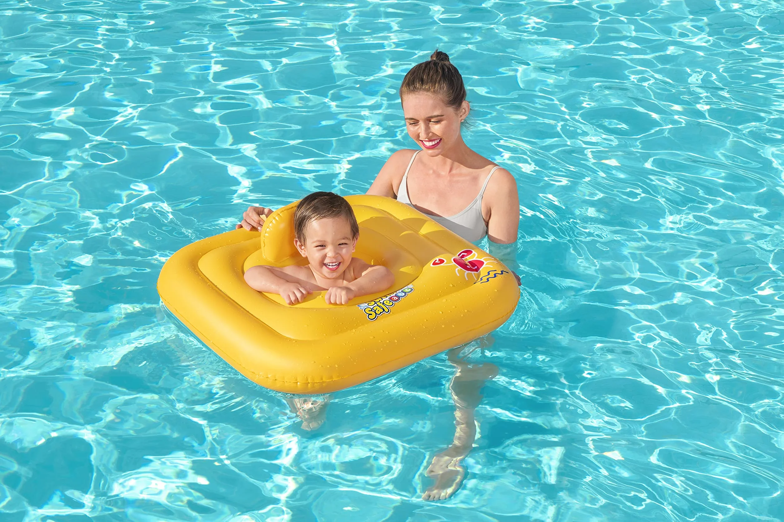 BESTWAY - Koło ratunkowe z siedziskiem Swim Safe A - Nadmuchiwane - 32050N - Żółte - Winyl - 65cm x 26cm - Bezpieczeństwo Dziecka - Zabawa na świeżym powietrzu - Basen - Dziecko - Od 6 miesiąca życia