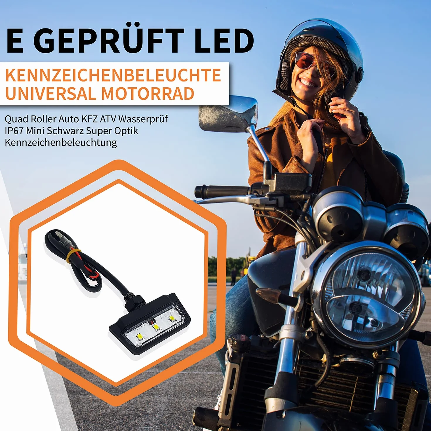Oświetlenie LED do tablicy rejestracyjnej IP67 wodoodporne 2 sztuki czarne