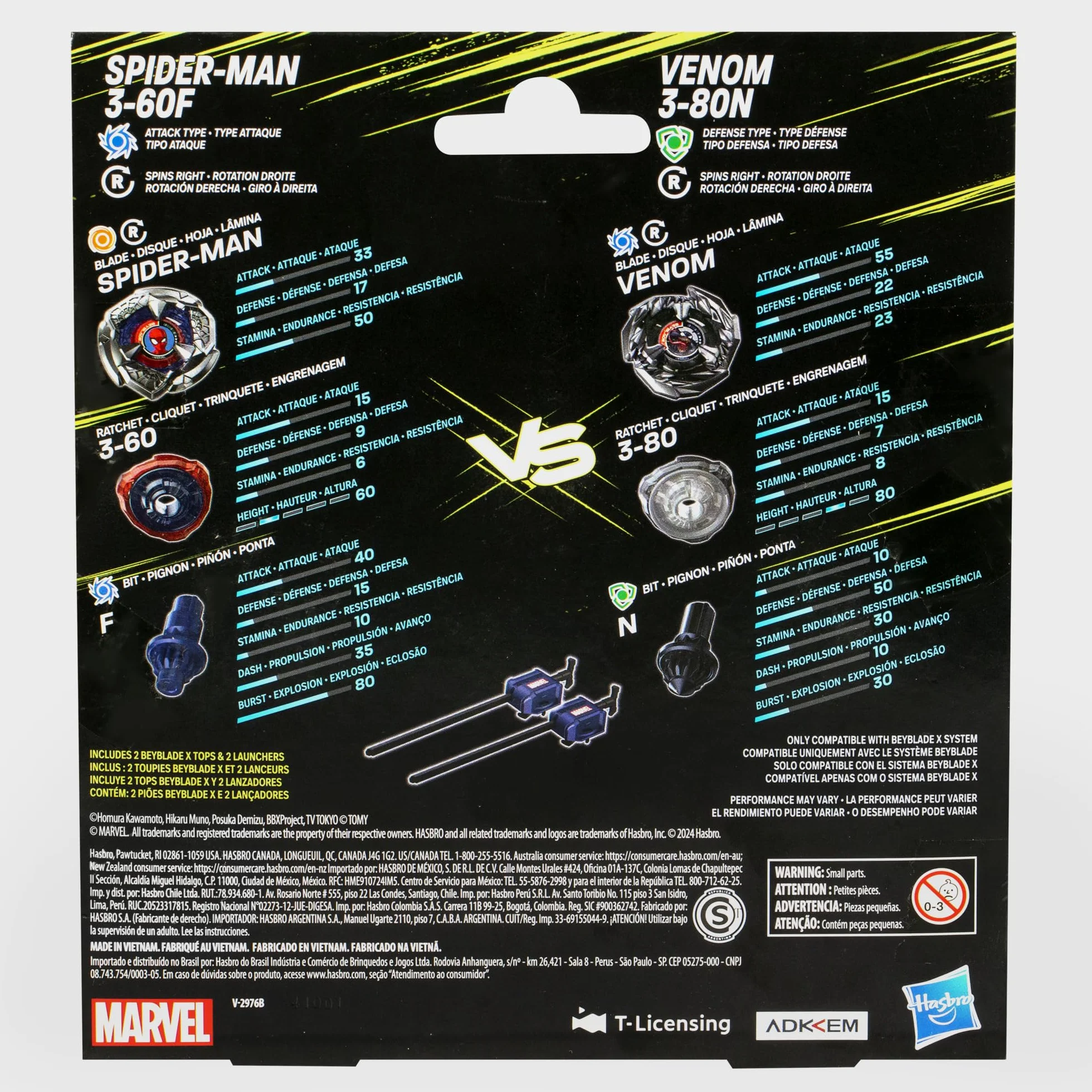 Wielopak Beyblade X Marvel Collab Spider-Man 3-60F kontra Venom 3-80N