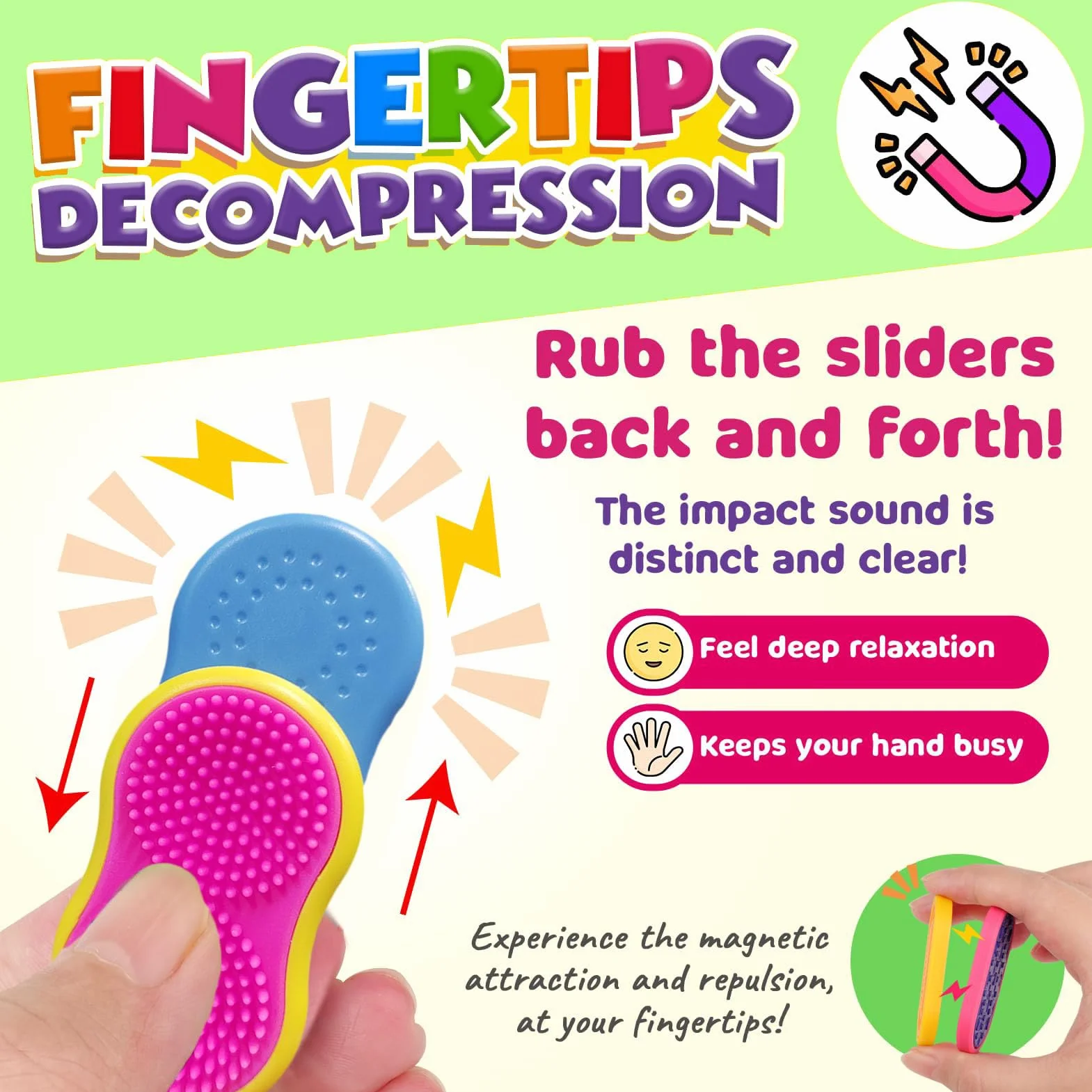 magnetyczne zabawki fidget slider, silikonowe, sensoryczne zabawki dla autyzmu i ADHD, redukujące stres, zabawki antystresowe, dla dorosłych i dzieci, 6 sztuk