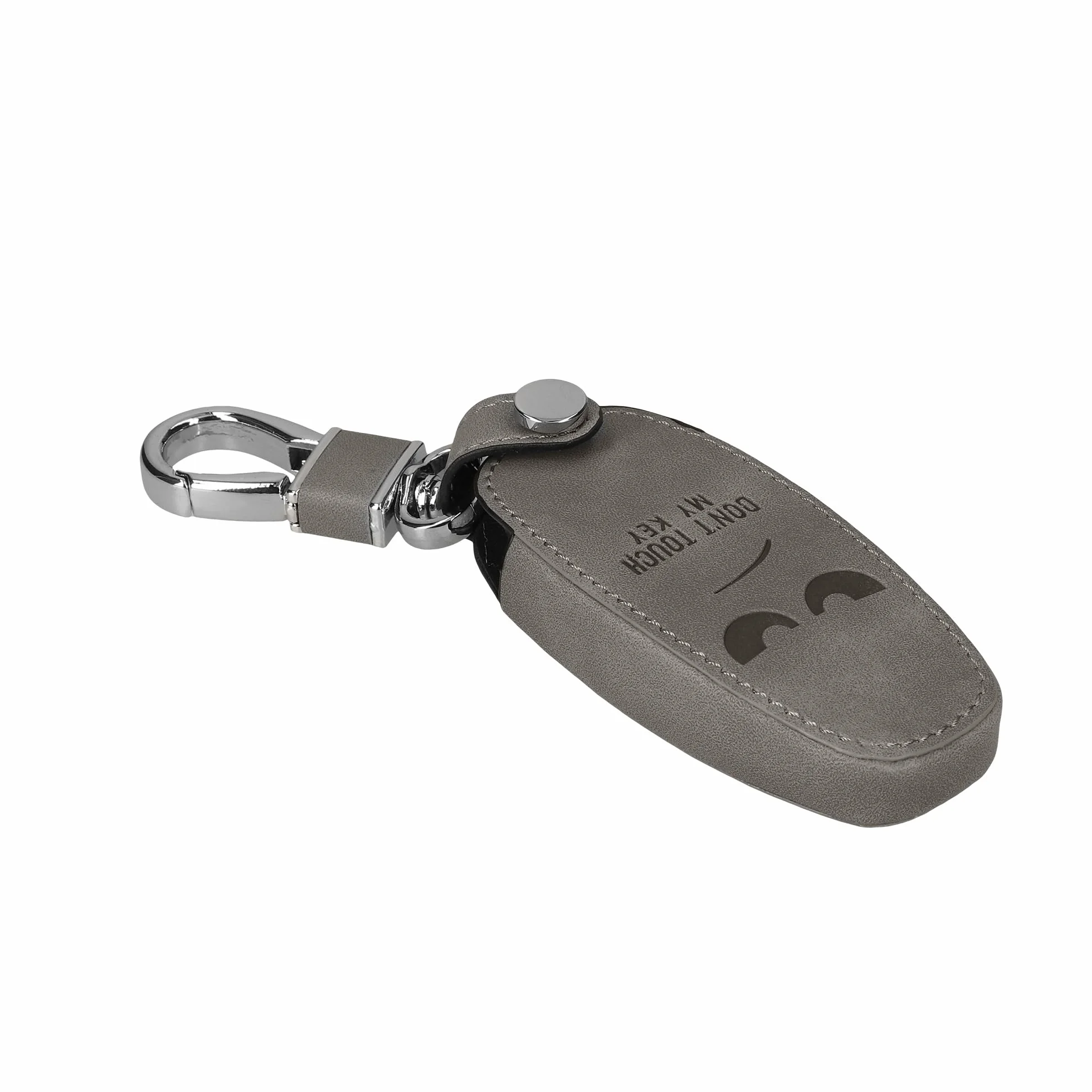 kwmobile etui na kluczyki samochodowe kompatybilne z Audi A6 A7 A8 Q7 Q8 3-przyciskowy kluczyk samochodowy Keyless - pokrowiec ochronny ze sztucznej skóry - Don't Touch My Key - szary