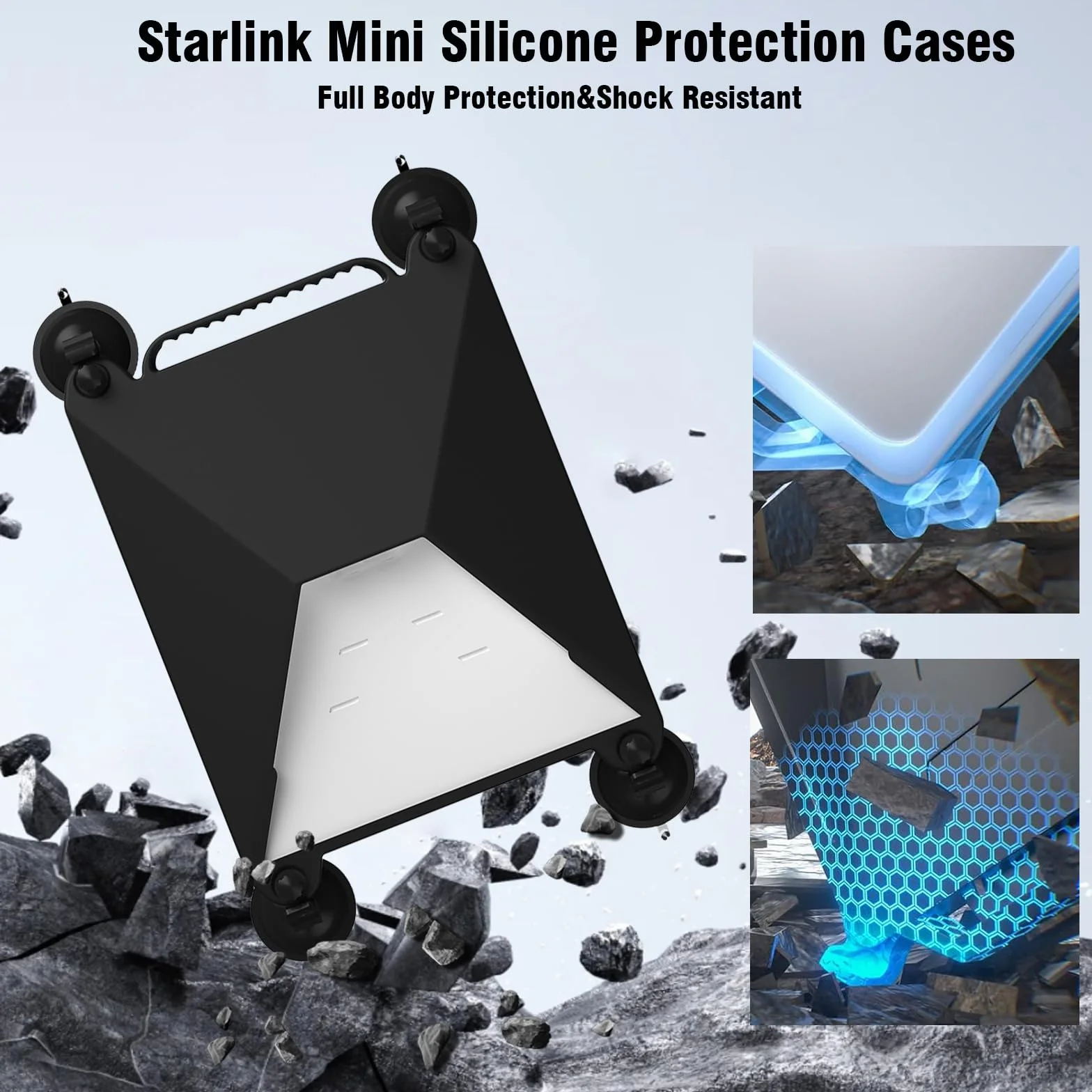 PASONOMI Starlink Mini uchwyt na przyssawkę z płynnym silikonowym pokrowcem ochronnym, Starlink Mini uchwyt z mocnymi przyssawkami, bezpieczne mocowanie do okien samochodowych i dachów słonecznych