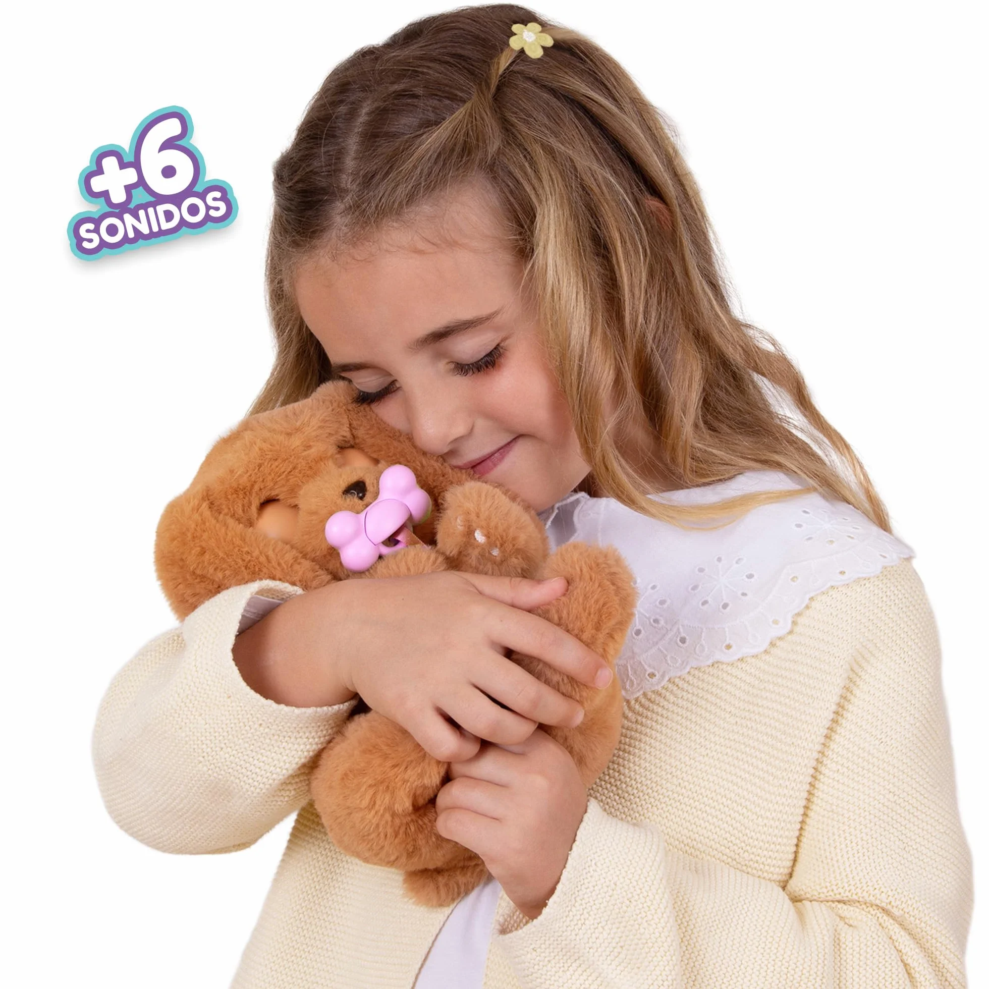 Baby Paws Cocker, interaktywna pluszowa zabawka z dźwiękiem, otwiera i zamyka oczy i zawiera torebkę, pokrywę, zabawkę dla dziewczynek i dzieci +3 lata