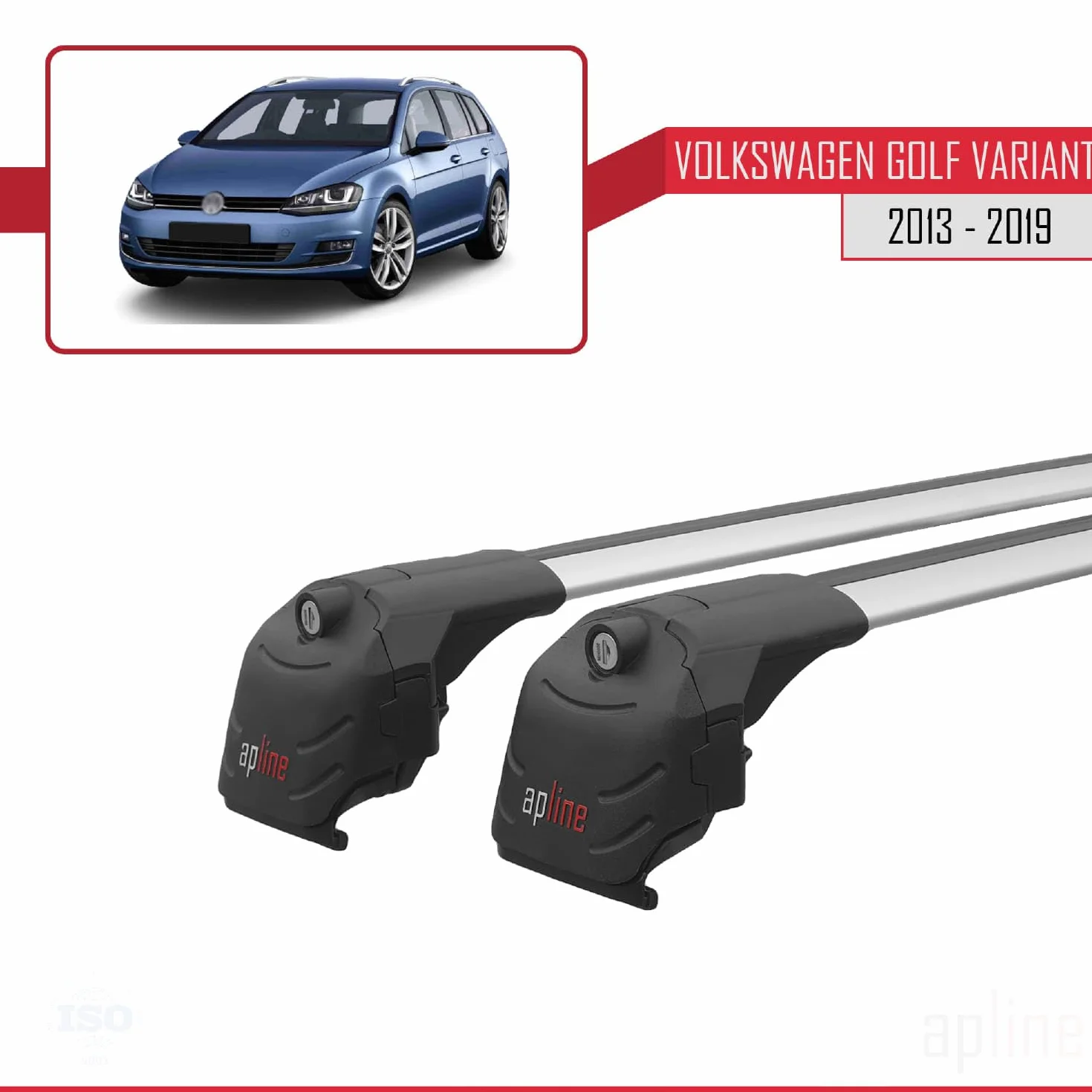 Kompatybilny z Volkswagen Golf 7 (5G) Variant 2013-2019 ACE-2 Model Aluminiowy bagażnik dachowy – 2 poprzeczki, szary