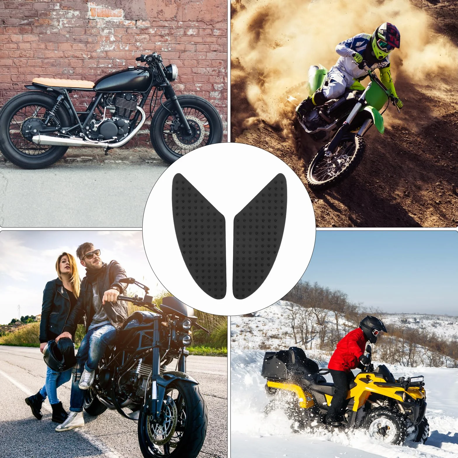 APOMOONS gumowe antypoślizgowe naklejki 3D na bak motocyklowy (czarne)