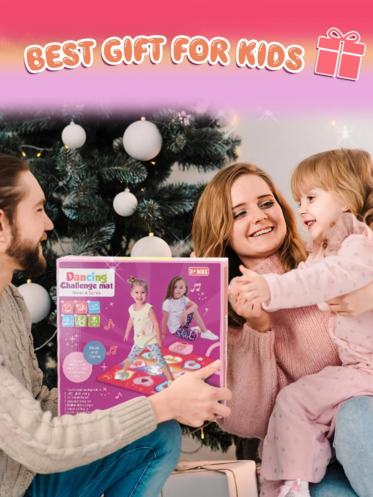 Zabawki do tańca dla dzieci, Music Dance Play Mat ze światłami LED, regulowaną głośnością, 5 trybami gry, wbudowaną muzyką, muzyczną podkładką taneczną Zabawki świąteczne prezenty dla dziewczynek