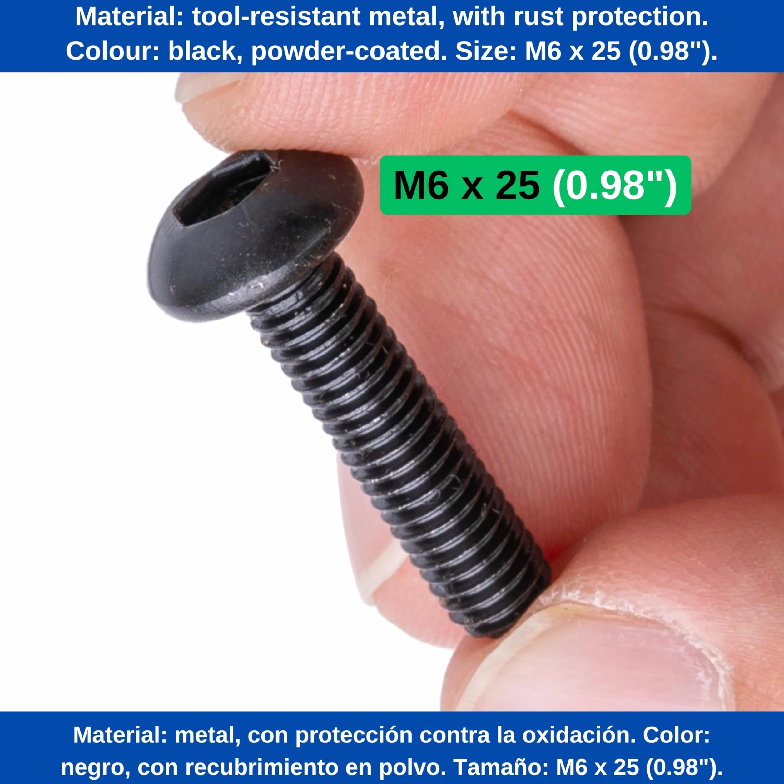 Śruba z łbem soczewkowym, 20 sztuk, M6 x 25 mm, Ø 12 mm, łeb z gniazdem sześciokątnym, w kolorze czarnym, metal odporny na narzędzia, śruby do owiewki motocykla, samochodu, skutera, śruby samochodowe z gwintem, zaciski