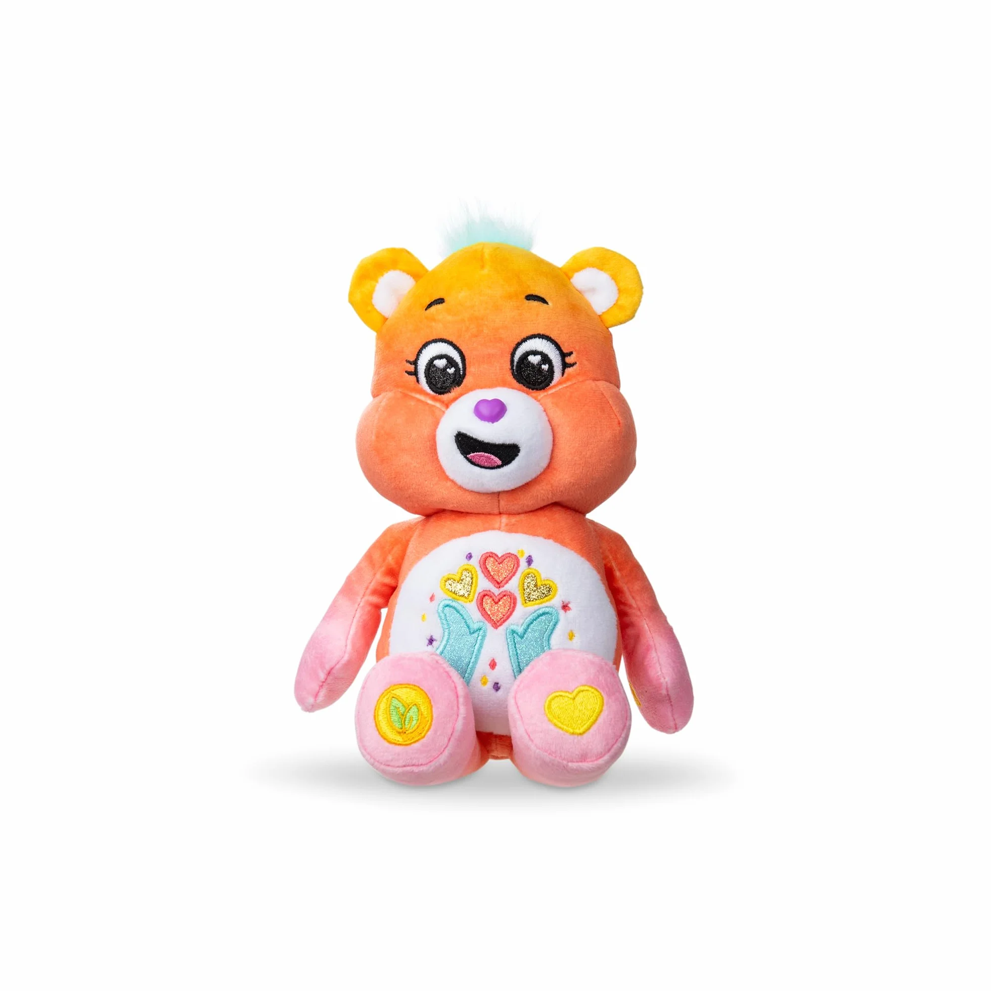 Care Bears - Basic Fun Thankful Heart Bear 22 cm plusz – błyszcząca plakietka w kształcie serca – miękka przytulanka dla dzieci i kolekcjonerów od 3 lat
