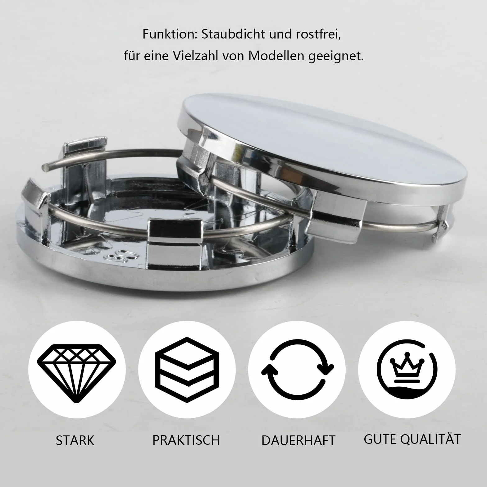 Komplet 4 sztuk Kapsle do piast kół, pokrywy piast ID 56mm OD 60mm, kapsle do felg, kapsle do piast, kapsle do samochodowych piast, Uniwersalne pokrywy piast ABS na dodatki do kół, kolor srebrny