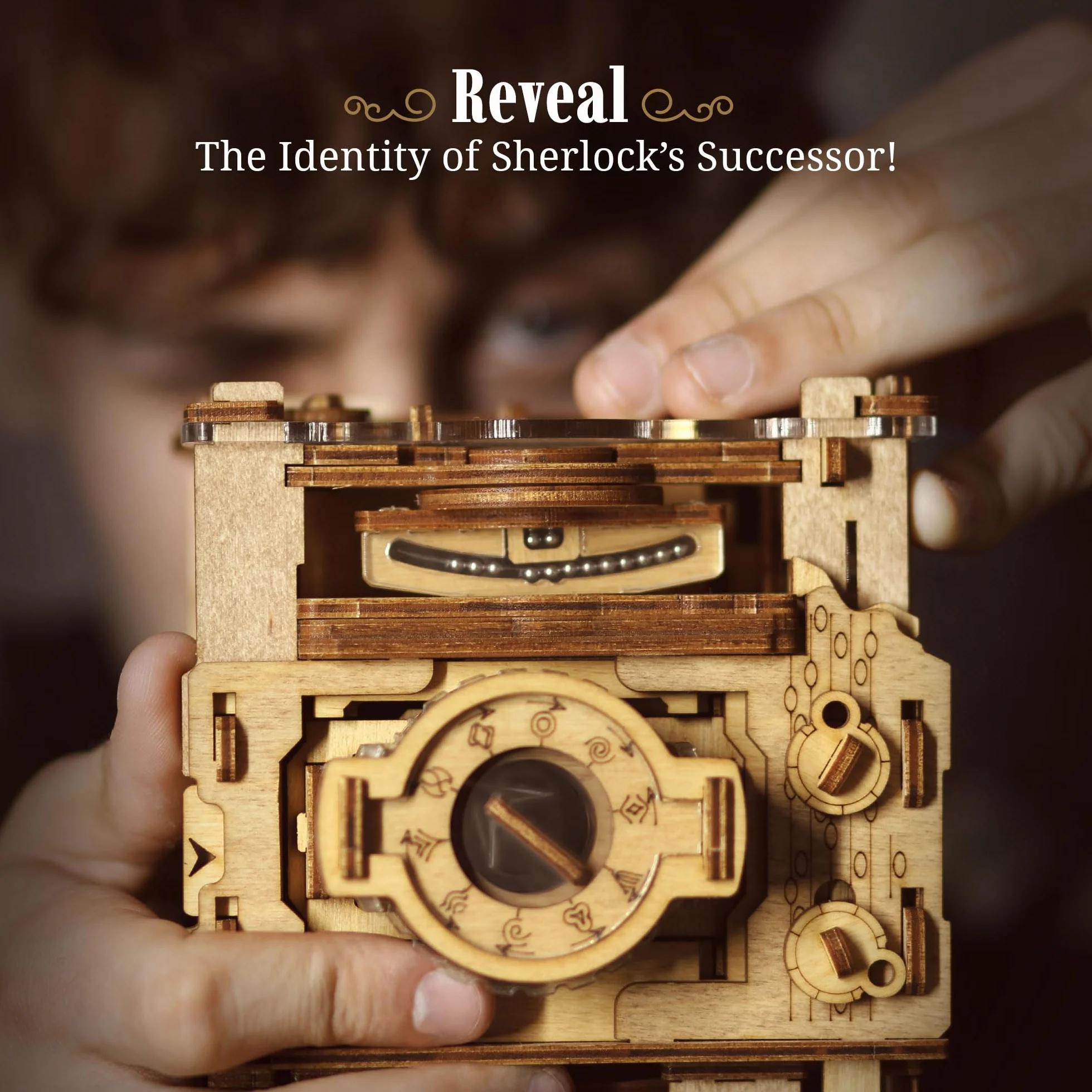 iDventure Cluebox PRO - kamera fotograficzna Sherlocka: Puzzle Box Escape Room - trudne drewniane 3D puzzle - wyjątkowe gry logiczne