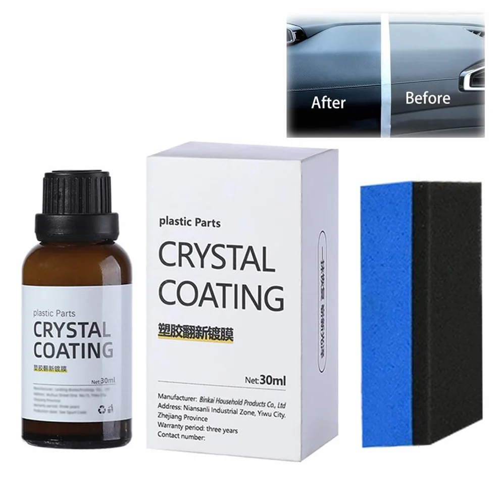 Plastic Parts Refurbish Agent, Crystal Coating for Car, With Sponge, Crystal Coating Plastic Restorer Interior and Exteriorm Refurbish Agent, Deep Maintenance Of Your Car (3)