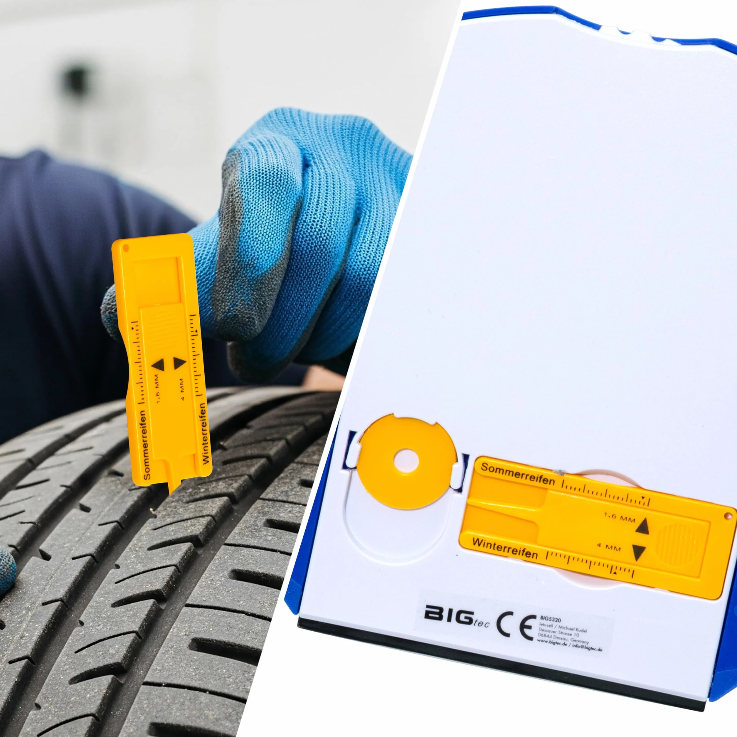 BIGtec Tarcza parkingowa z skrobaczką do lodu, skrobaczka do pisania, miernik profilu opon, żeton do wózków zakupowych, żeton na zakupy, skrobaczka do śniegu, do samochodów osobowych i ciężarowych