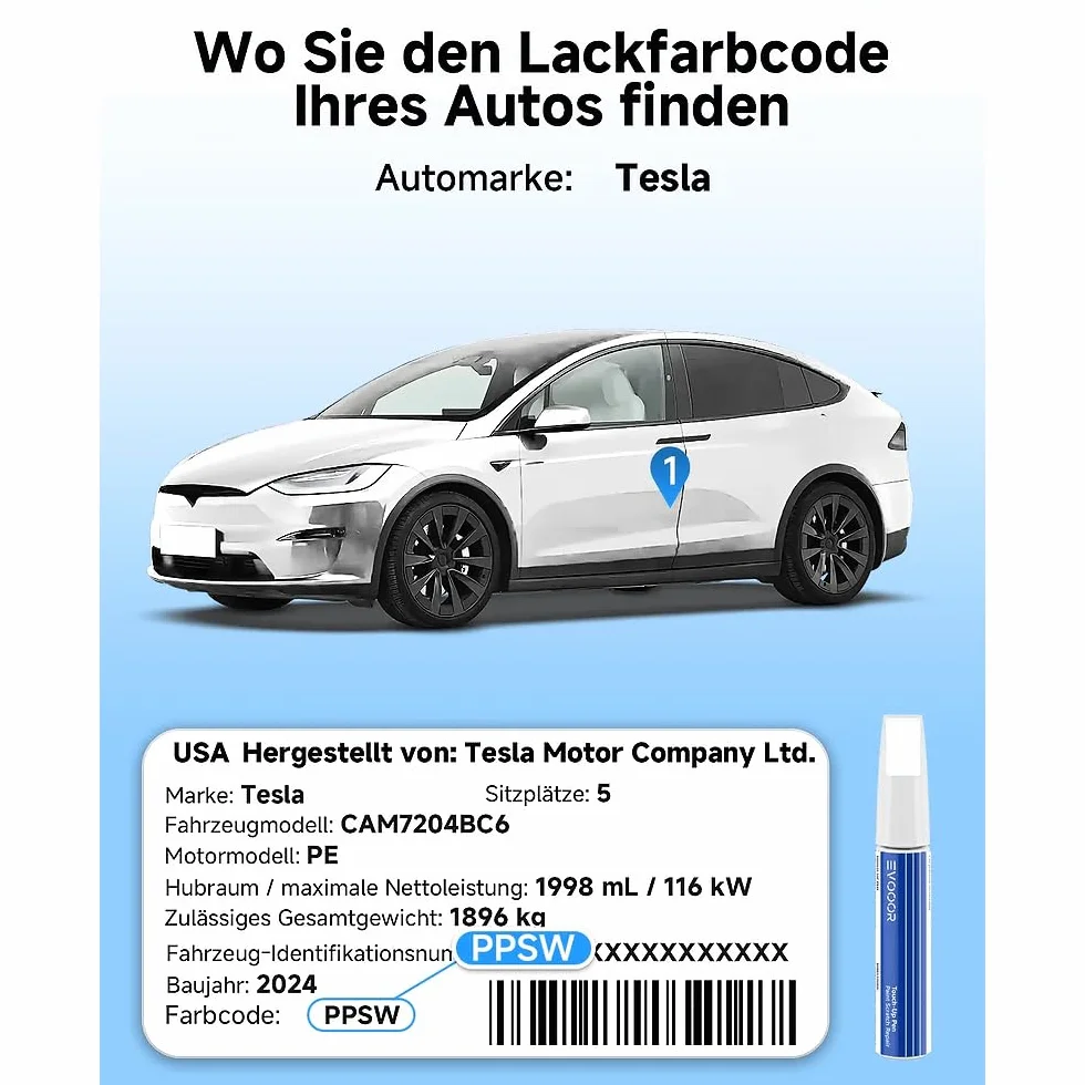 Perłowy biały lakier samochodowy retusz do regeneracji zarysowań dla Tesla Model 3/Y/S/X