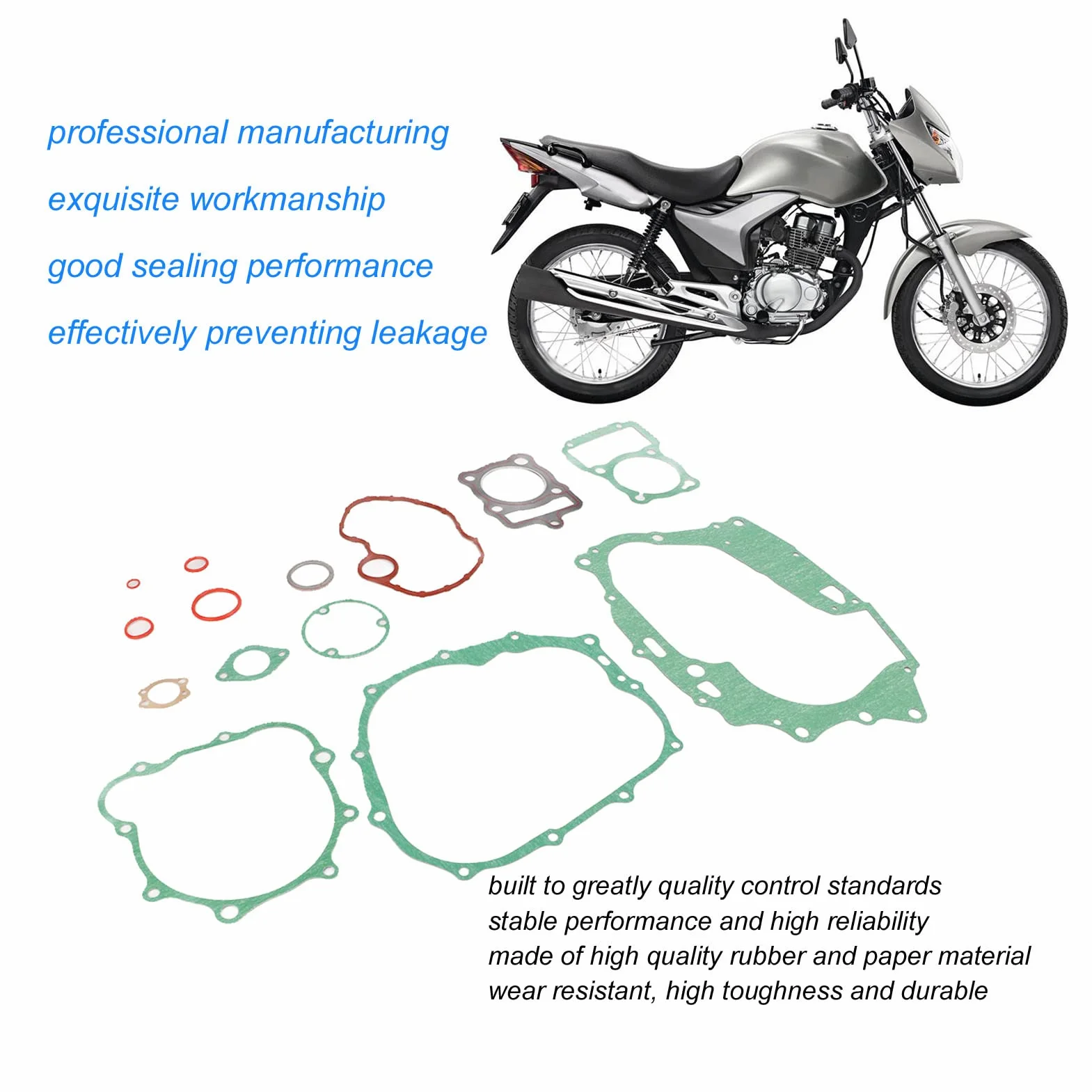 Akozon Zestaw Uszczelek Silnika 14 Sztuk do CG125 156FMI 157FMI 125CC CG150 162FMJ 150CC