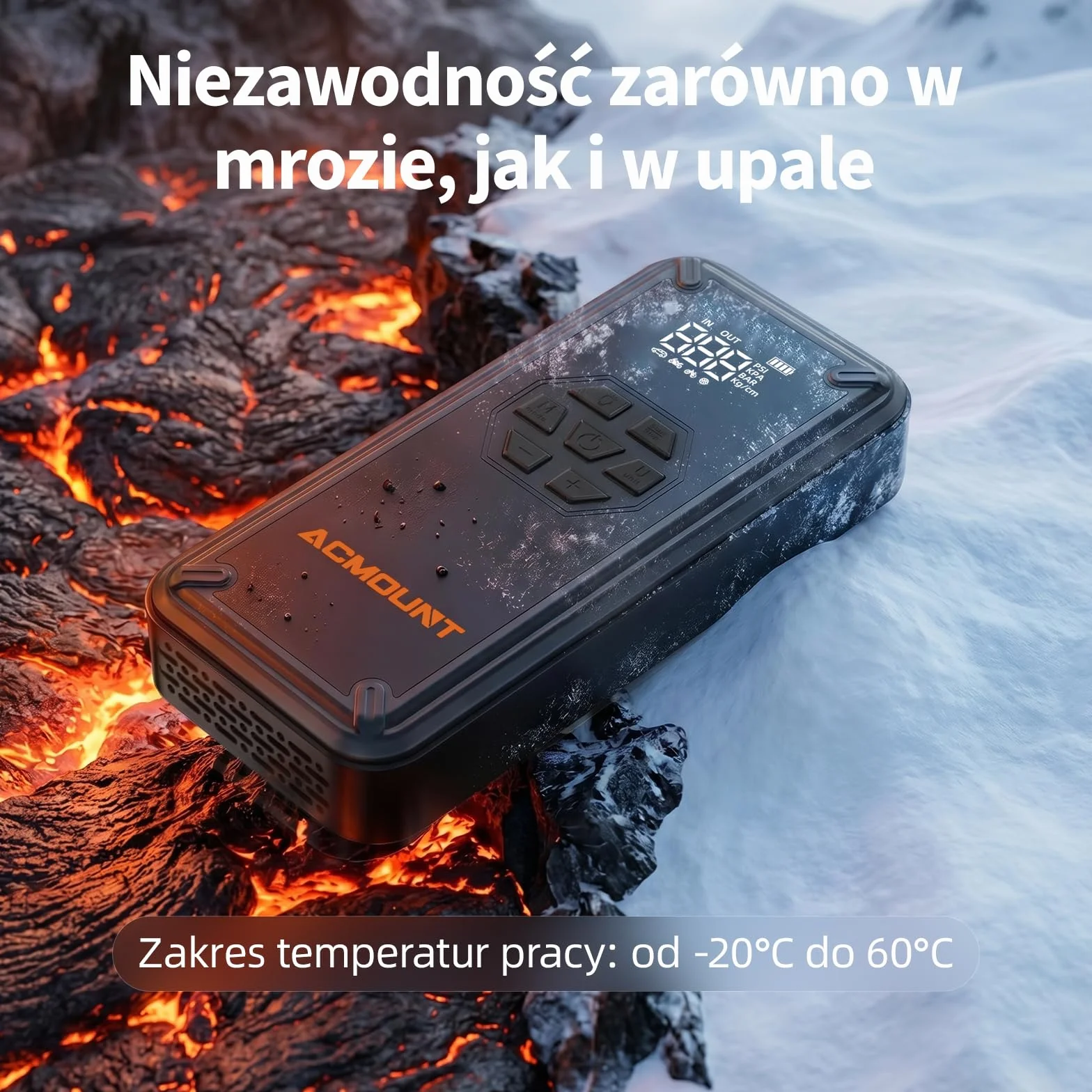 Acmount Powerbank Rozruchowy, 7000A Powerbank Rozruchowy z Kompresorem 150PSI, Rozruchowy Powerbank do Samochodów Osobowych (Do 9L Benzyny i 8L Diesla) z Ekranem LCD i Latarką LED 600 Lumenów