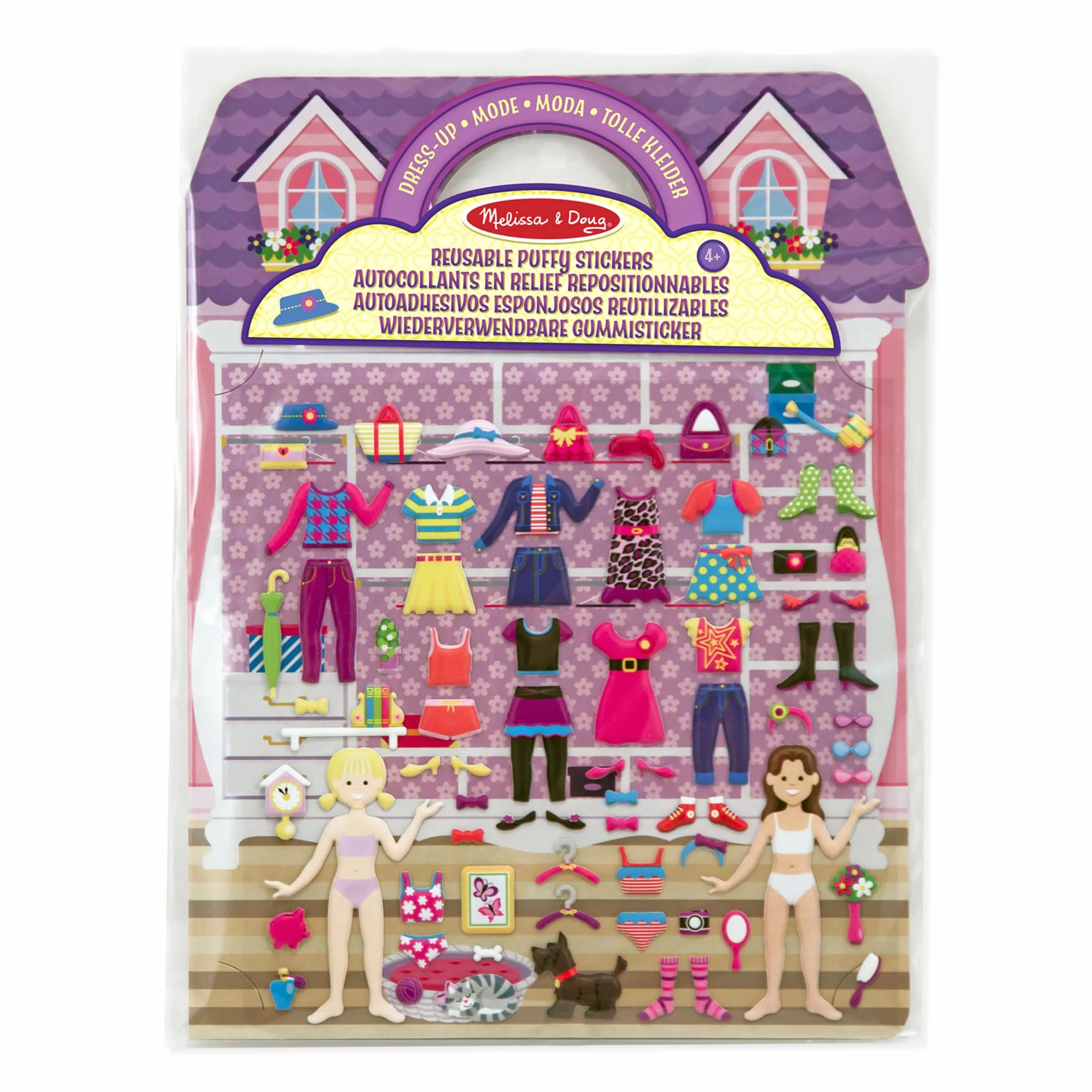 Melissa & Doug – zabawkowy zestaw z wypukłymi naklejkami: przebieranki (książeczka wielokrotnego użytku z zadaniami, 76 naklejek, świetnie nadaje się na podróż)