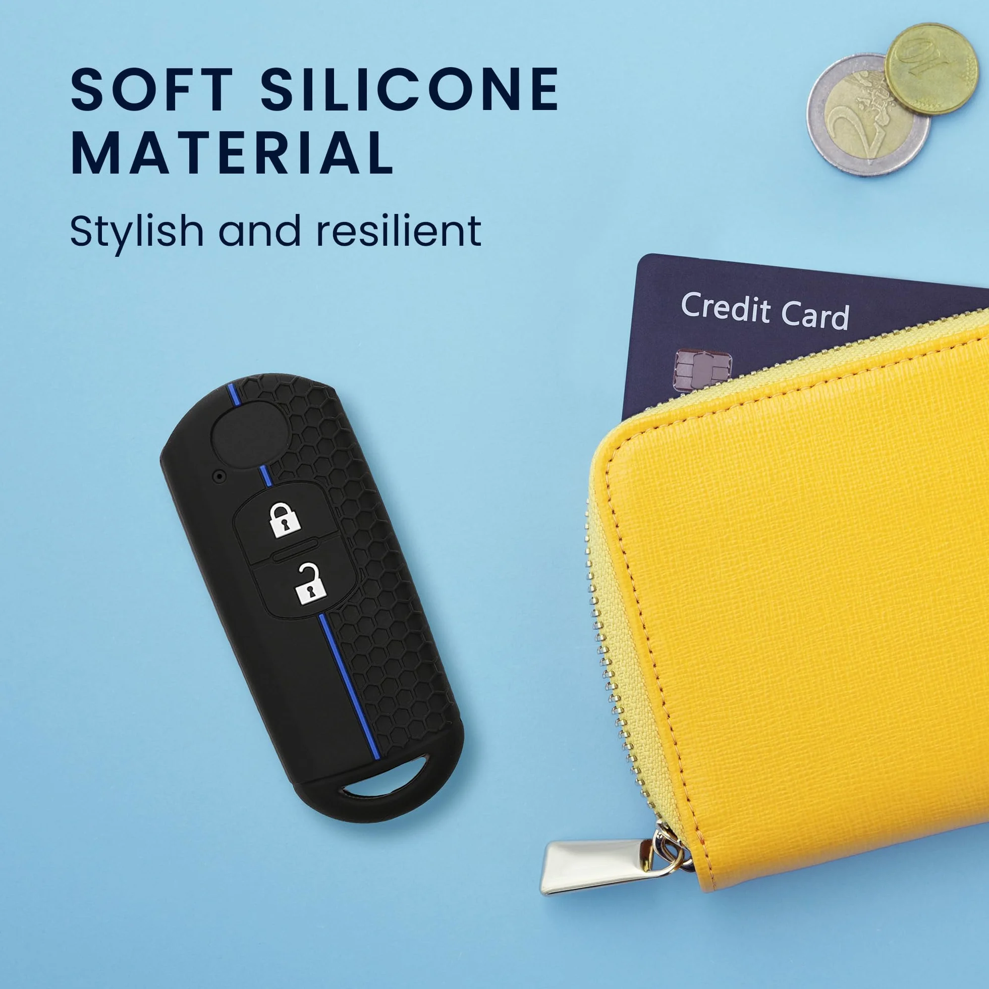 kwmobile Etui kompatybilne z Mazda Keyless Go Key Car Key Cover - Silikonowy pokrowiec na pilot samochodowy - Czarny/Niebieski