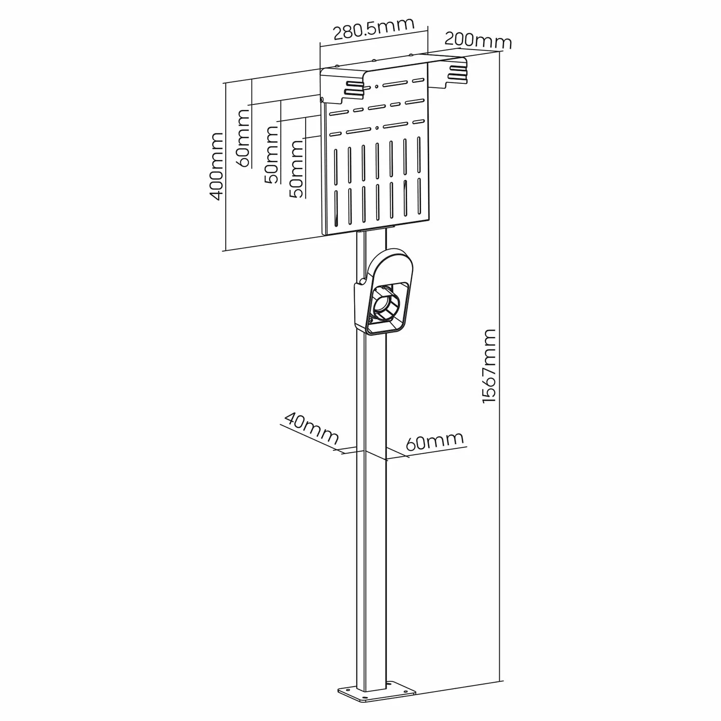 Maclean MCE456 Zewnętrzny Stojak do Ładowarek EV, Stalowy, 15kg