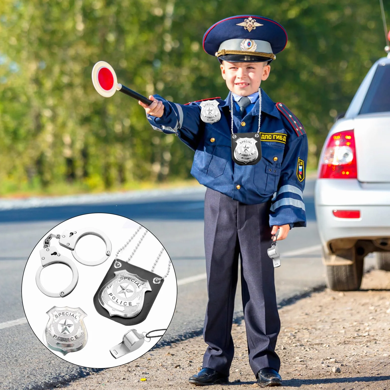 BRISKORE Zestaw kajdanek policyjnych z prawdziwej stali, kajdanki dla dzieci, policyjne, akcesoria dla dzieci, policja, kajdanki, policja, dzieci, kostium policyjny