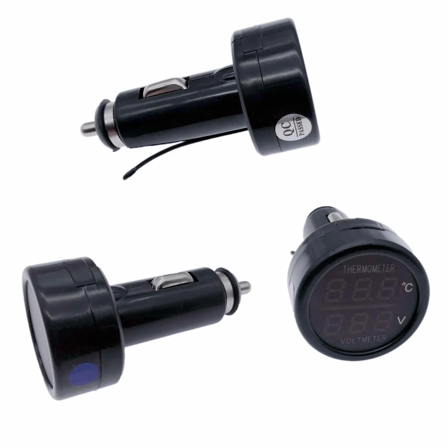 JZK woltomierz termometr 2 w 1, cyfrowy wyświetlacz napięcia akumulatora samochodowego, temperatura, manometr, woltomierz testowy, DC 12 V, 24 V