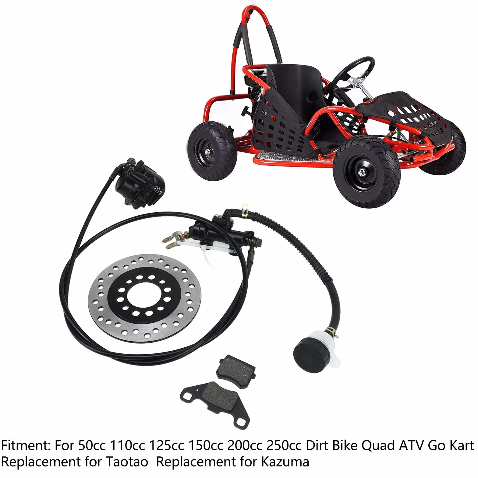 Go Kart Hamulce Master Cylinder Kit Tylny Hydrauliczny Zacisk Hamulcowy Tarcza Wirnik Klocki