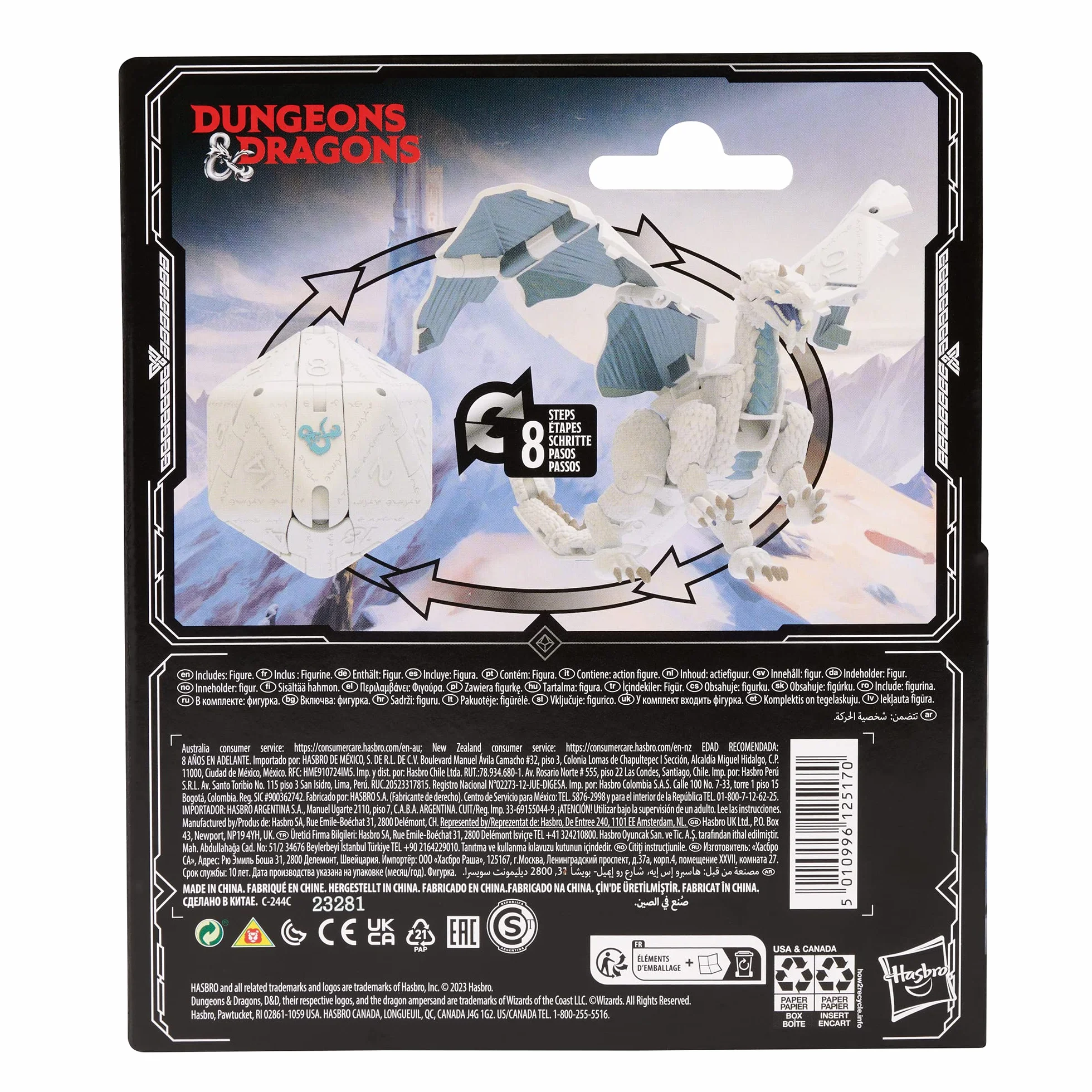Dungeons & Dragons Dicelings biały smok kolekcjonerska D&D potwór kości transformujące gigantyczne d20 figurki do odgrywania ról kości