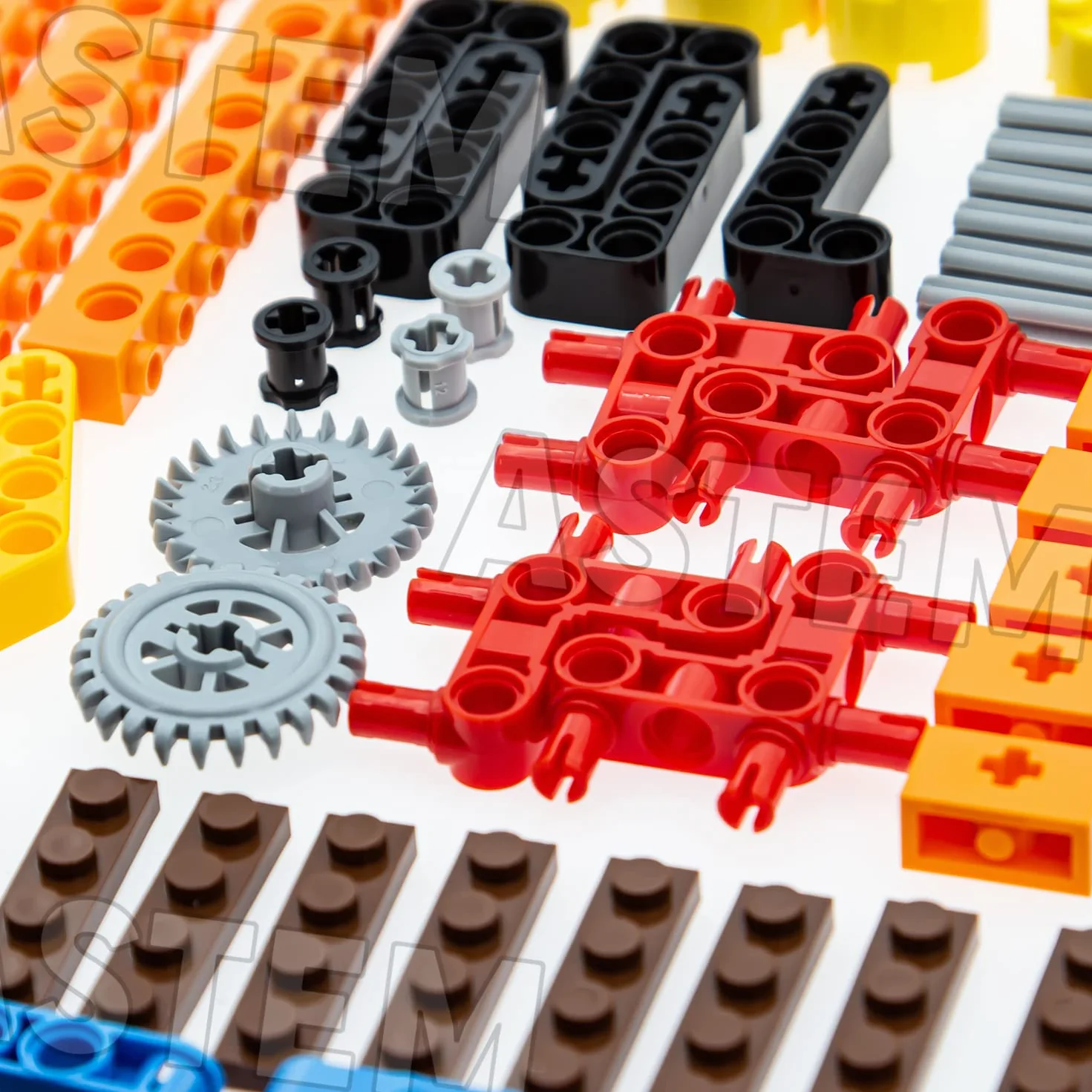 ASTEM 183PCS Zestaw kół zębatych i osi do części Technic Kompatybilny z częściami Technic głównych marek, osie, sworznie, ramię podnośnika, złącza do zestawu klocków Technic (losowy kolor)