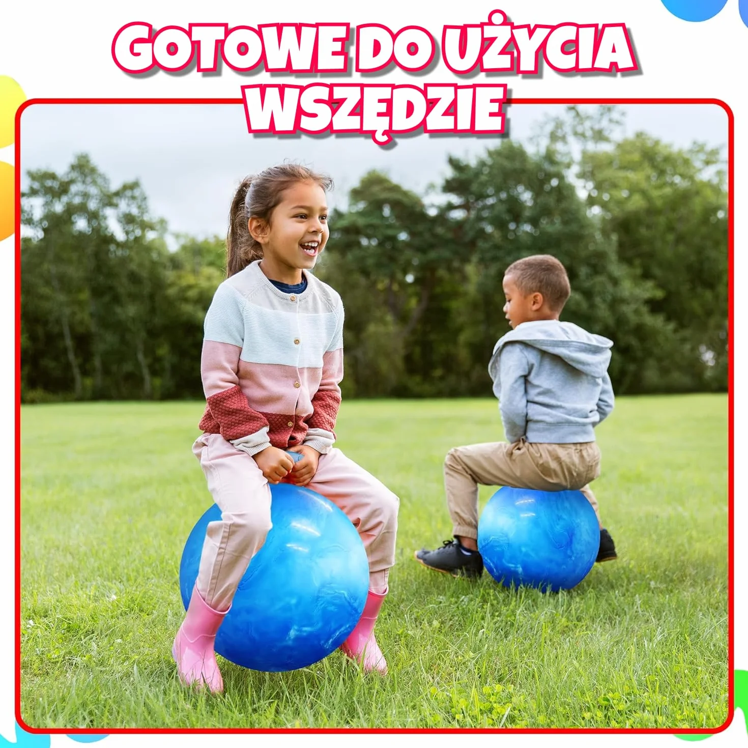 Bedwina skacząca piłka dla dzieci – 50,1 cm z uchwytem i pompką, trwała i bezpieczna nadmuchiwana zabawka do skakania w domu i na zewnątrz