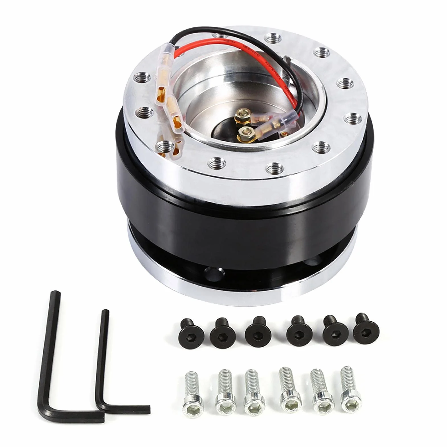 snap off lenkradnabe mit hupe quick releUniversal 6-Loch Bolzen Kugellenkrad Schnellspanner Nabenadapter Snap Off Boss Kit Schwarz