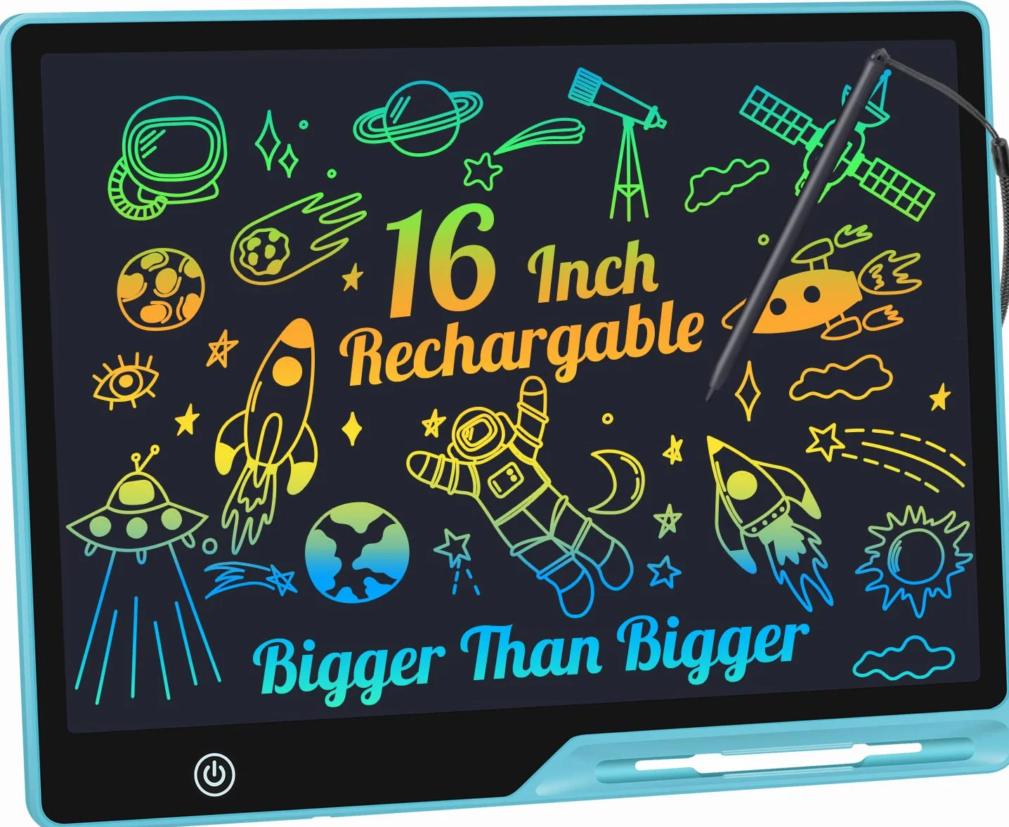 Tablet do pisania LCD, 16-calowy kolorowy ekran, ładowalna tablica do rysowania Zabawki edukacyjne dla maluchów chłopców Dziewczynki Przenośny tablet (Niebieski)