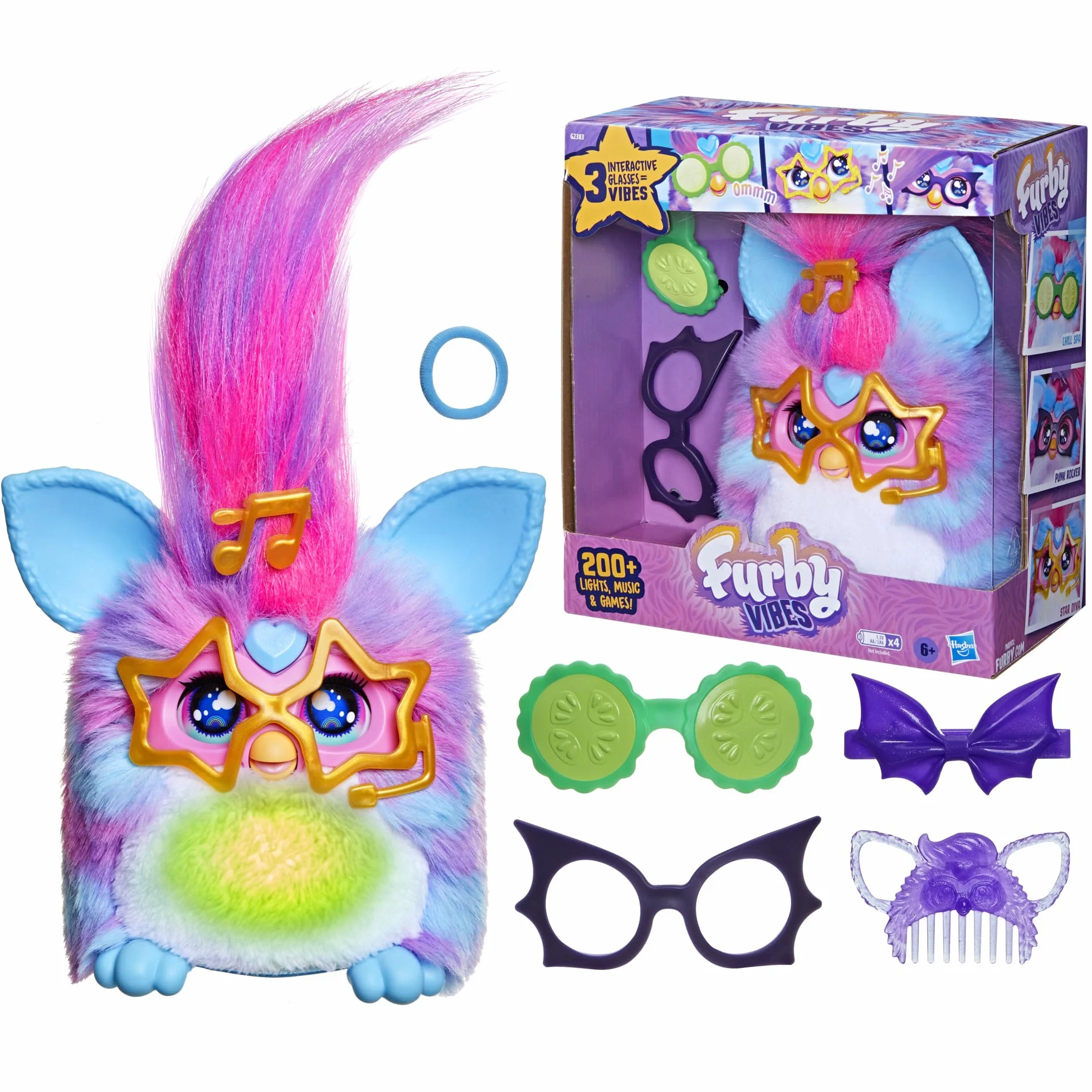 Interaktywna pluszowa zabawka elektroniczna Furby Vibes Blue Razz dla dziewczynek i chłopców w wieku od 6 lat