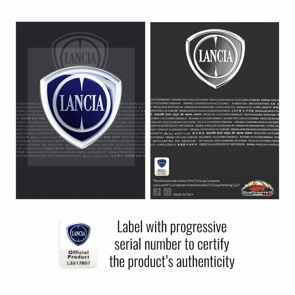 Lancia 21262 Oficjalna naklejka 3D z logo na Ypsilon, przód, 58 x 60 mm