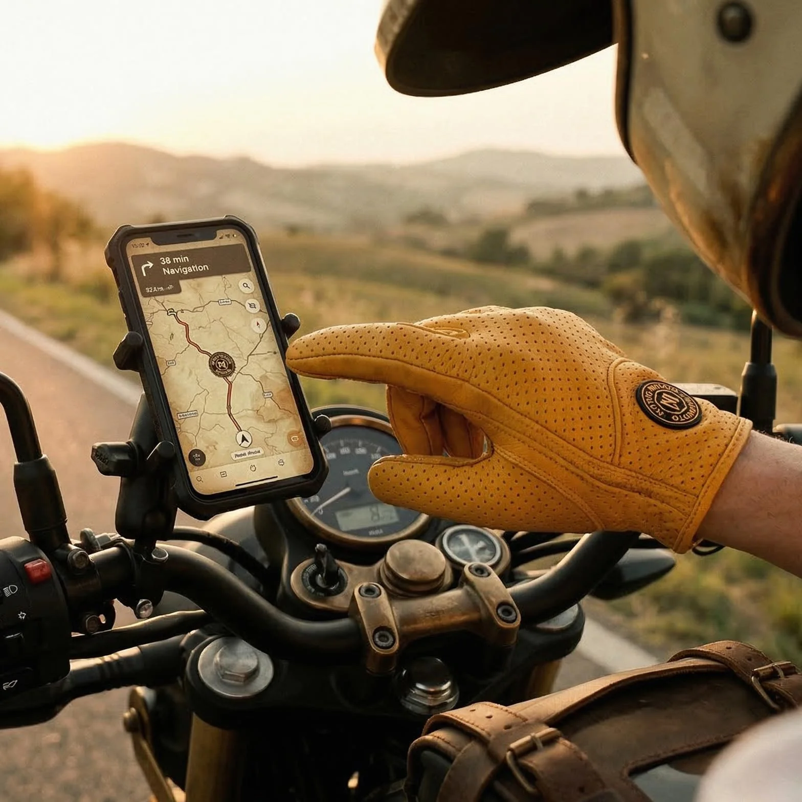 Klasyczne rękawice motocyklowe ze skóry, perforowane, dla mężczyzn, żółte, do motocykli szosowych i wyścigowych