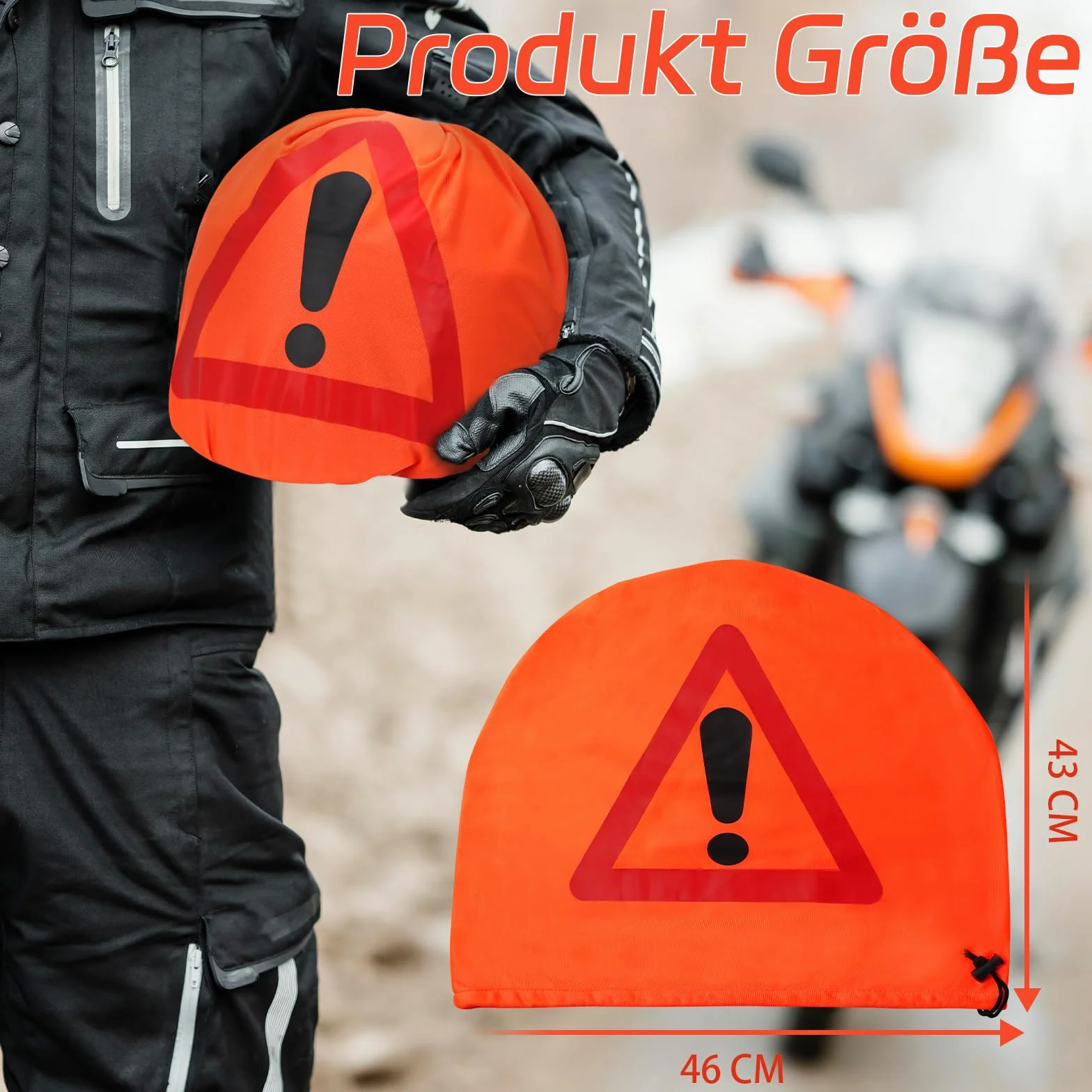 BEIMEIII Zestaw trójkąt ostrzegawczy i pokrowiec na kask motocyklowy 46x43 cm