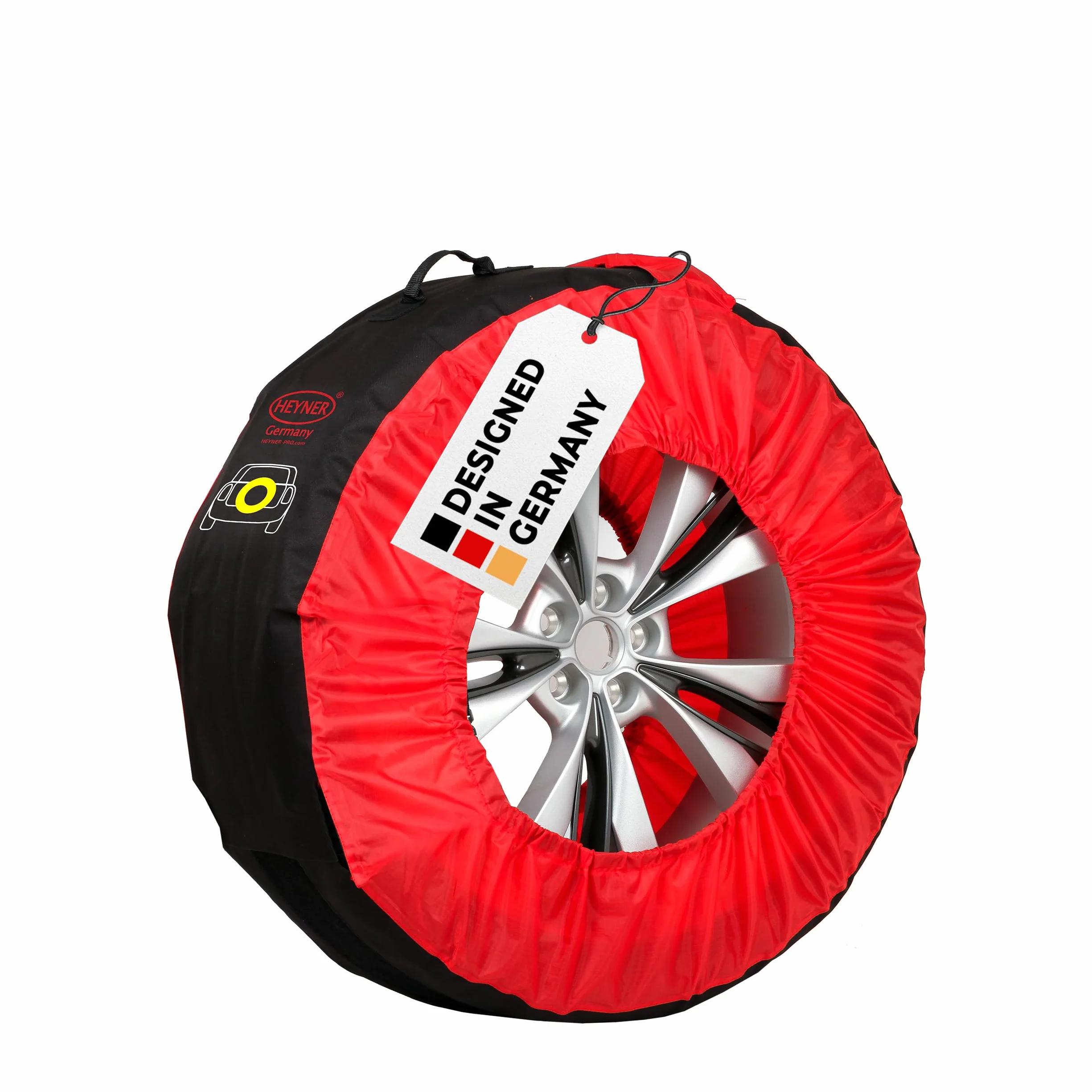 HEYNER Torba na opony SUV WheelStar Pro, ochraniacz XL, nylon 600D, czarno-czerwona