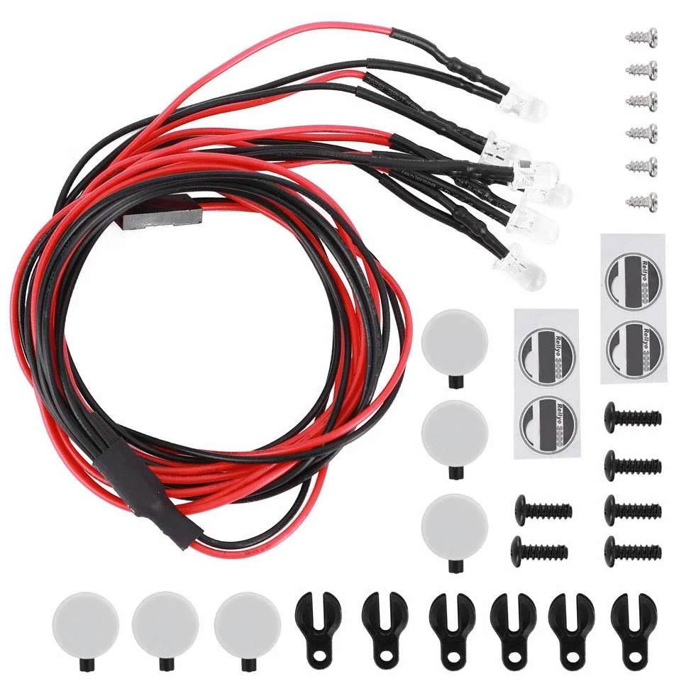 Światła dachowe RC, długowieczne zdalne sterowanie LED Crawler Oświetlenie bagażnika samochodowego RC Okrągły abażur Akcesoria Pasuje do Traxxas Trx4 / SCX10 II 90046 90047 1/10 RC Car (6LED)