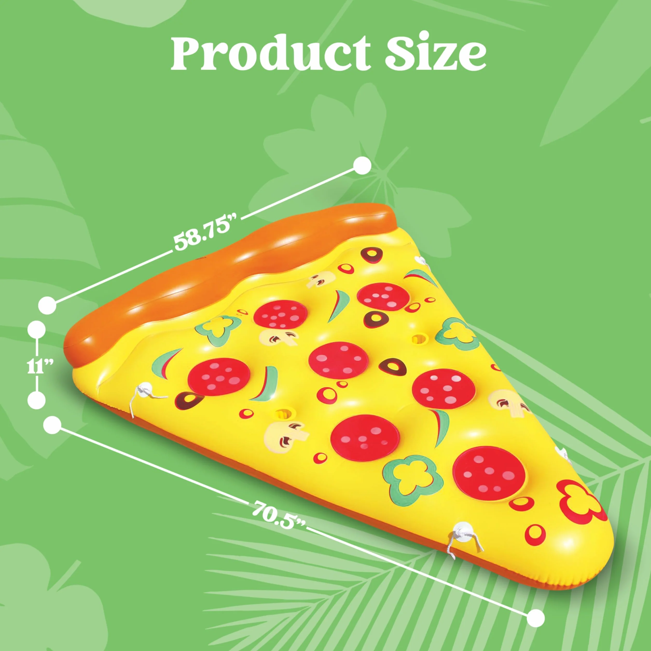 JOYIN Ogromna nadmuchiwana tratwa do pizzy, 1,8 x 1,5 m, 1,5 m, tratwa do basenu letniego (1 opakowanie), z uchwytem na kubek, zabawka do pływania