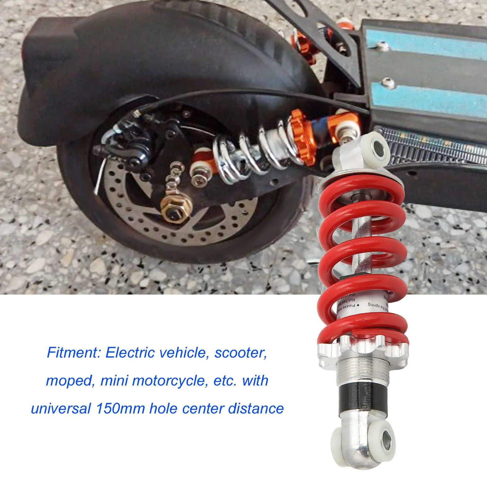150mm/5.91in Uniwersalny Moto/ATV Amortyzator 750LBS Regulowany Obciążenie Projekt Sprężyny Dla Pojazdu Elektrycznego, Skutera, Motocykla Mini Motocykl